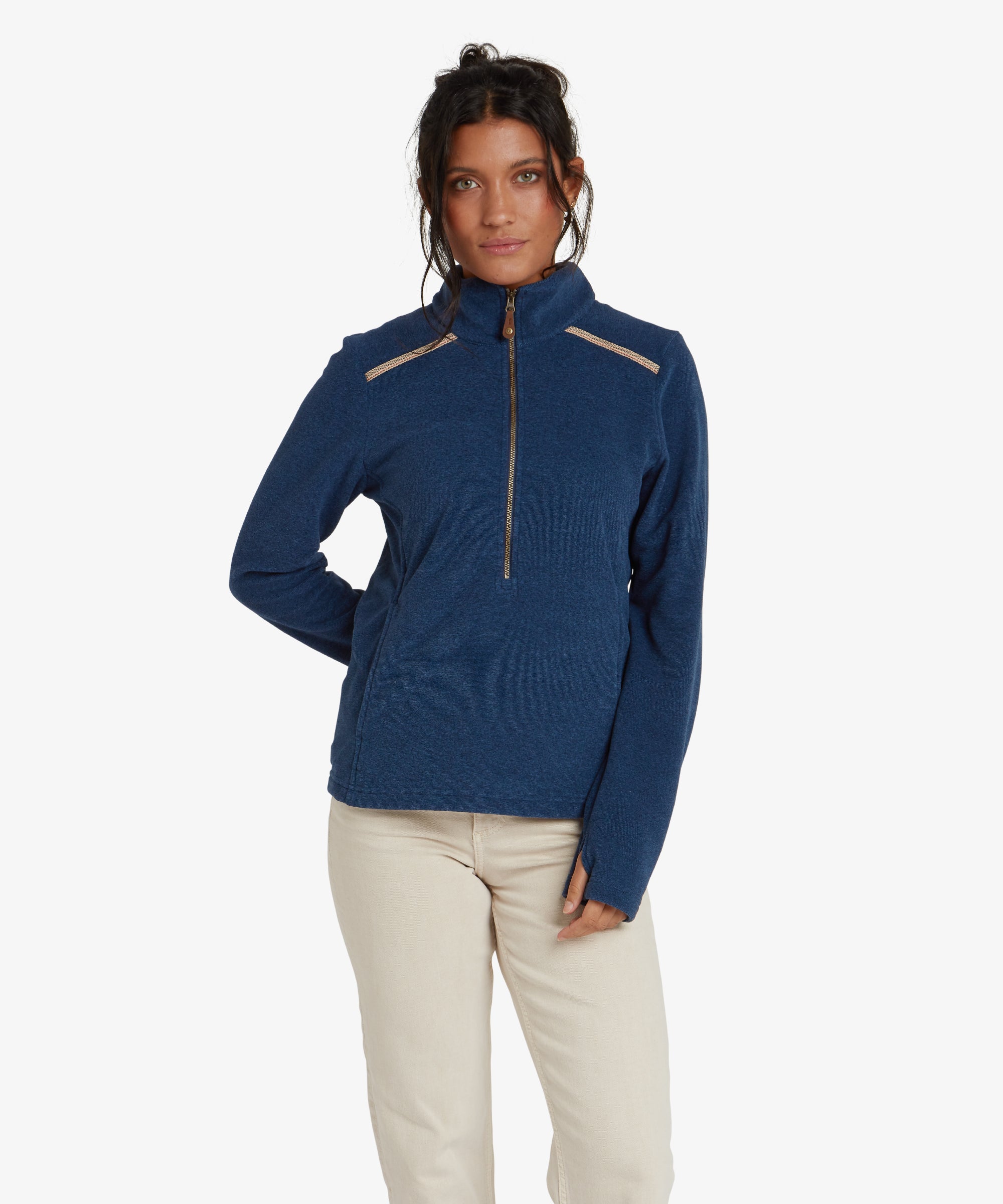 RASH ネイビー ハイネック タッパー Rainbow Ridge Thermal 1/4 Zip Top – Warm Women's Layer | FisheWear
