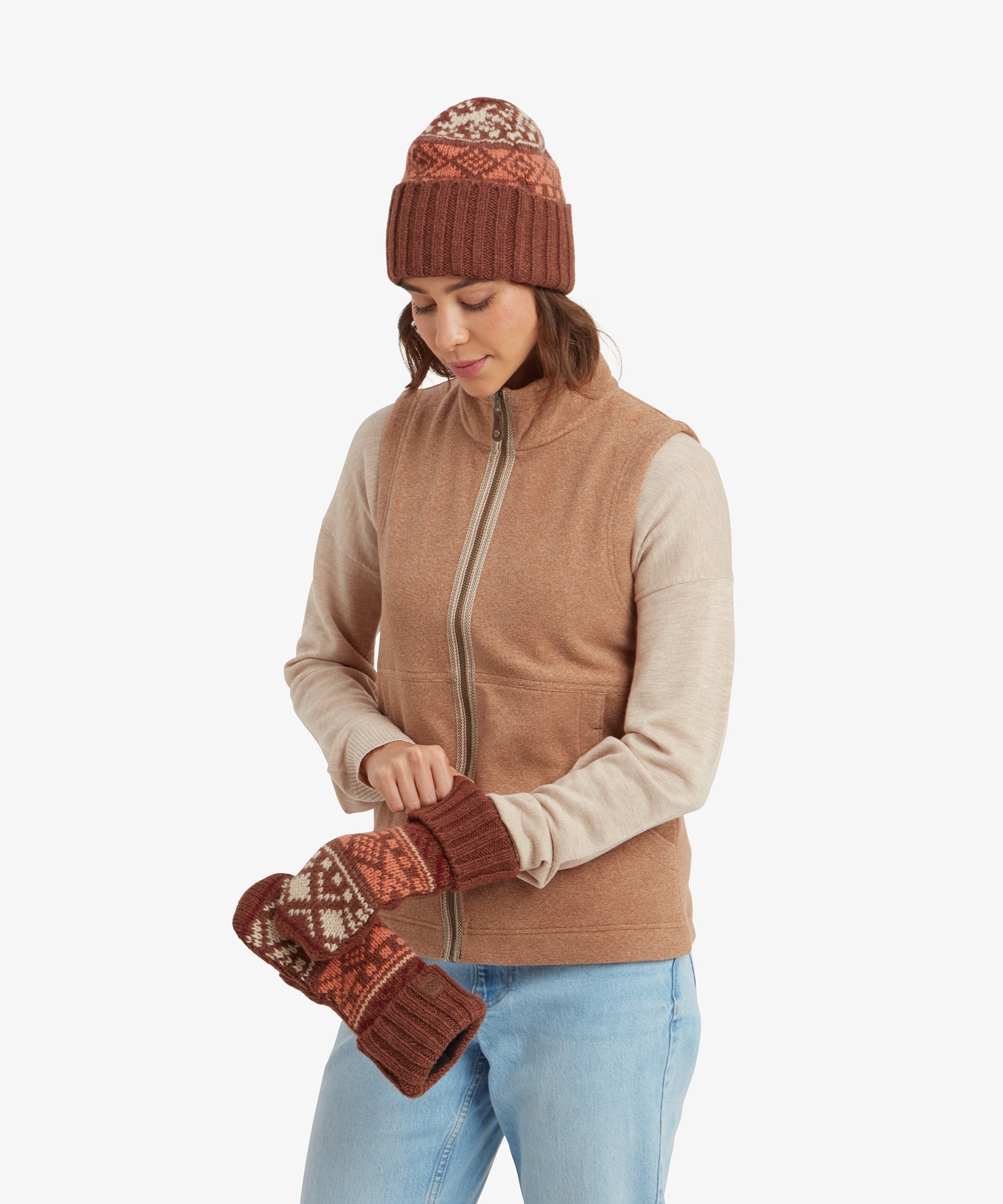 Women's Rolpa Eco Fleece Vest Brown | Sherpa Adventure Gear