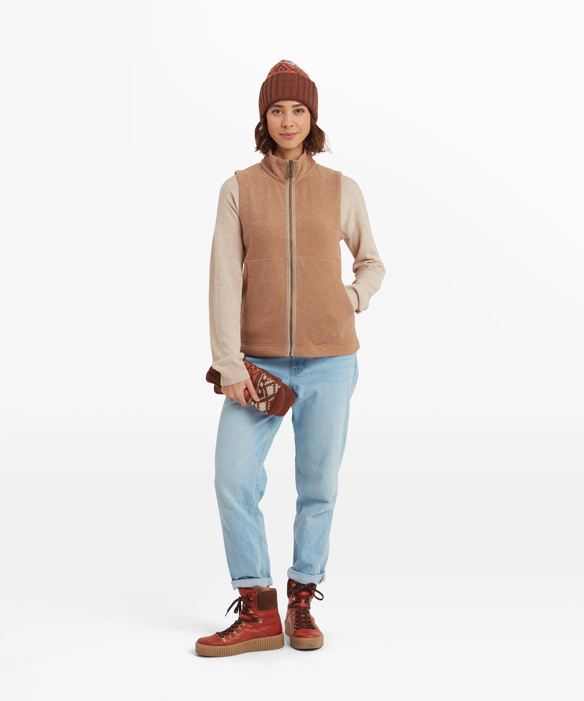 Women's Rolpa Eco Fleece Vest Brown | Sherpa Adventure Gear