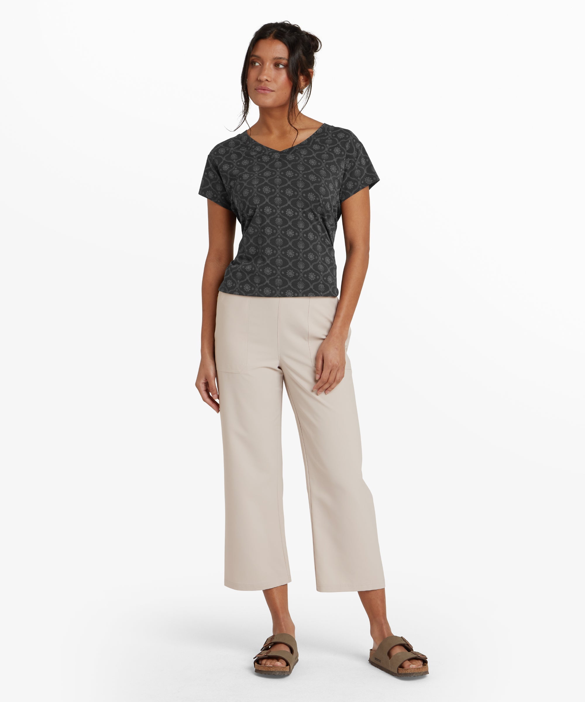 Straight Leg Capri Dress Meaning Lightweight Woven Stretch