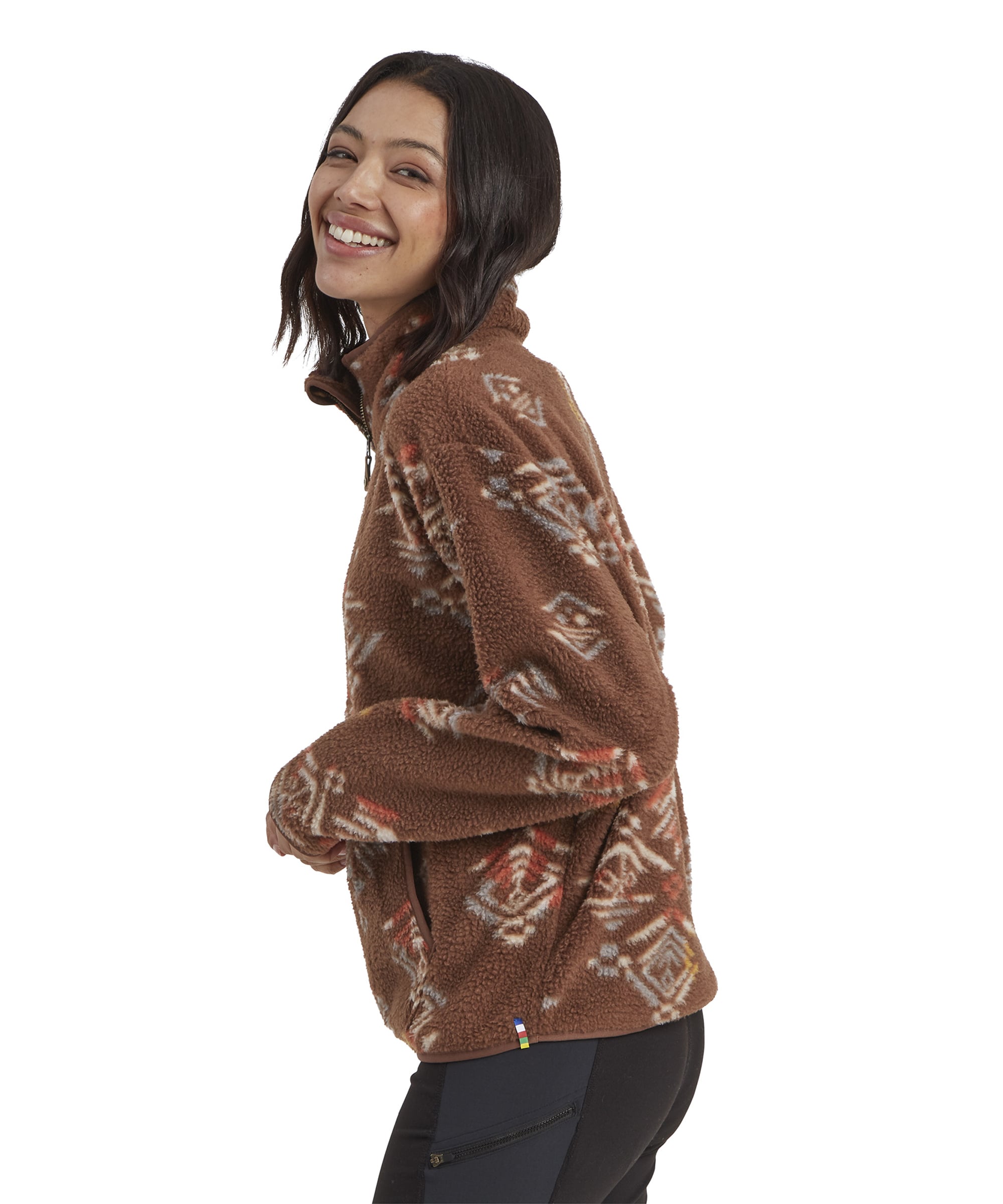 Uddesya Sherpa-Jacke mit Viertelreißverschluss – Cappuccino Yathra