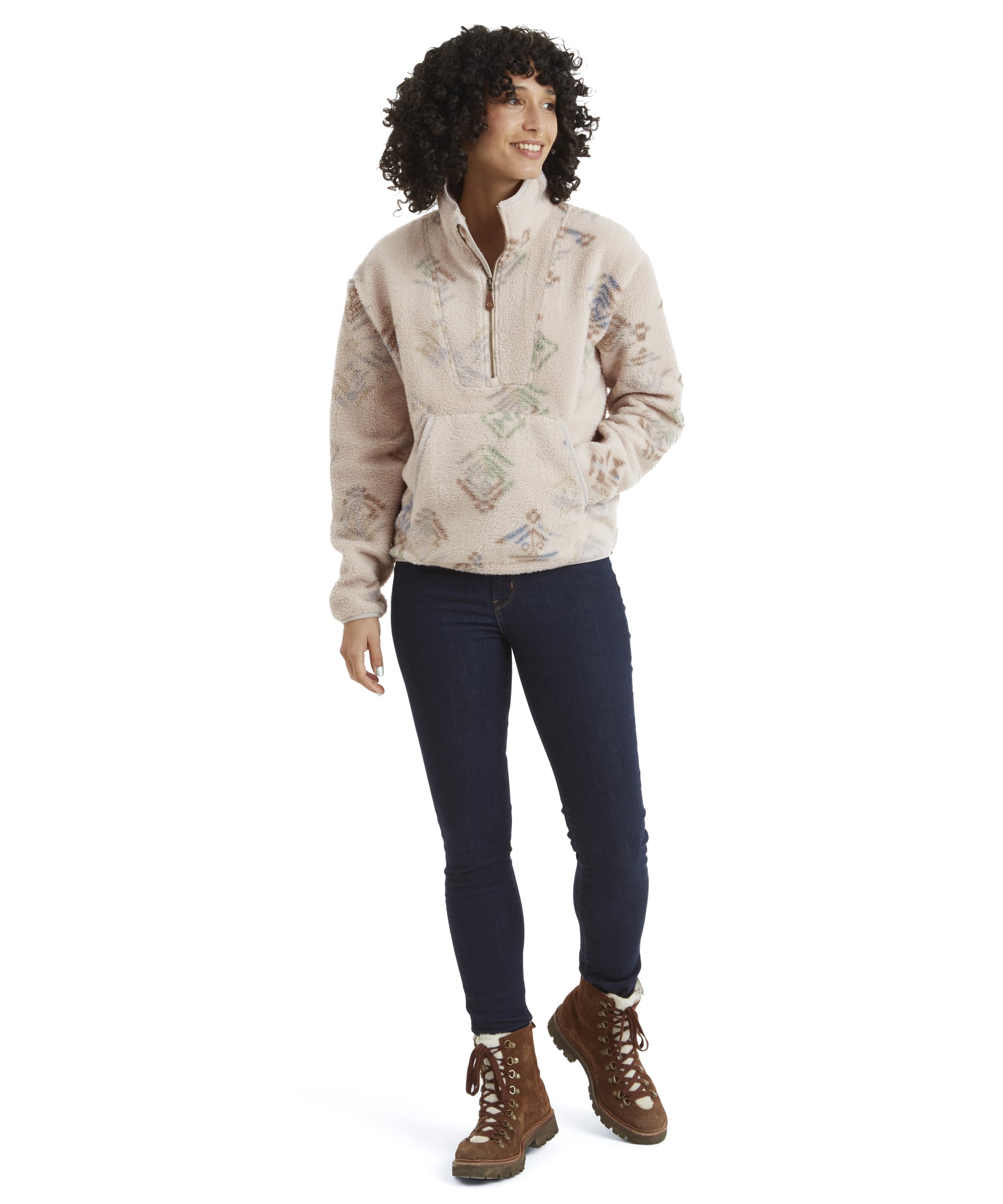 Uddesya Sherpa-Jacke mit Viertelreißverschluss – Goa Sand Yathra
