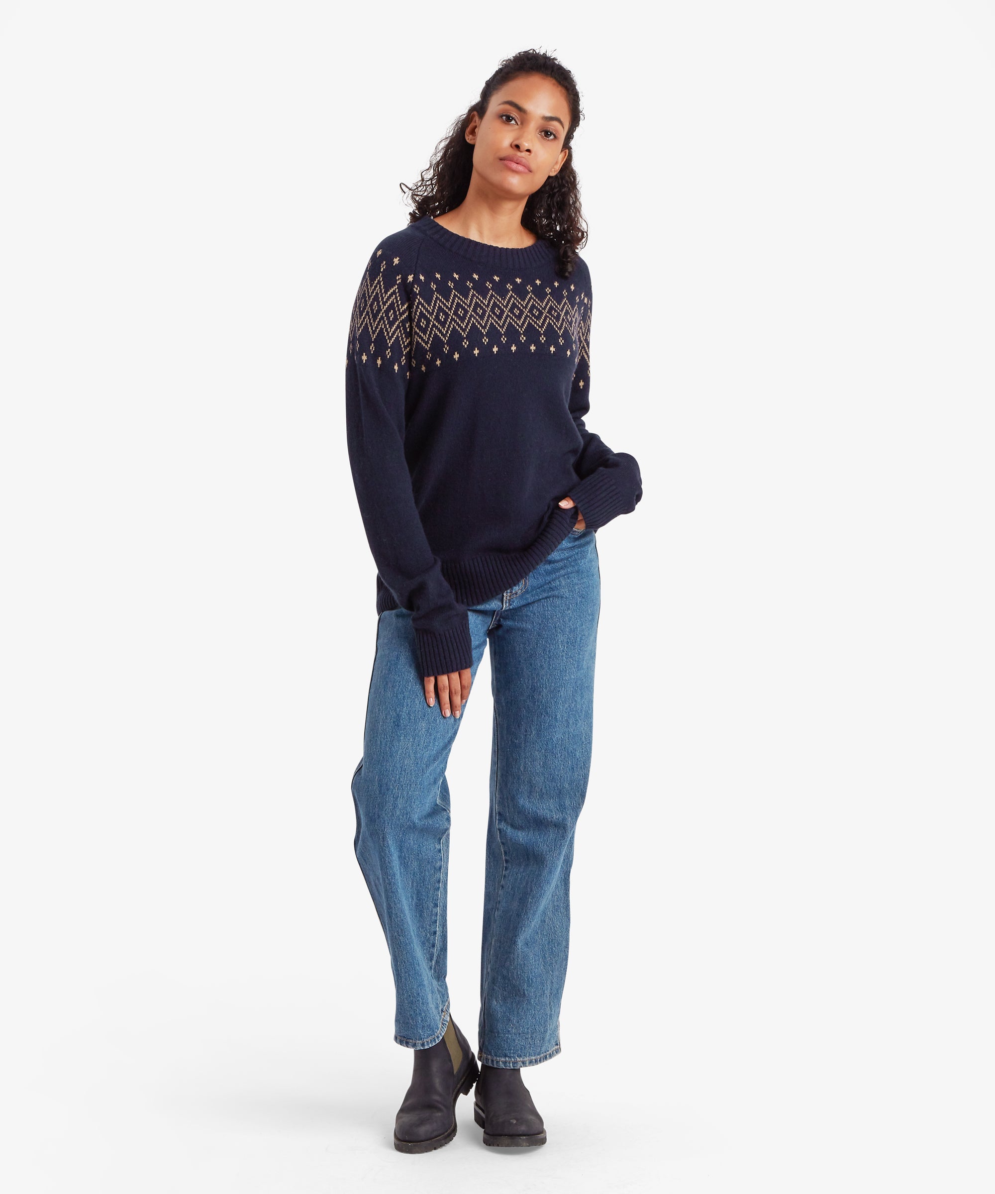 Yeshe Crew Neck Sweater - Rathee Blue
