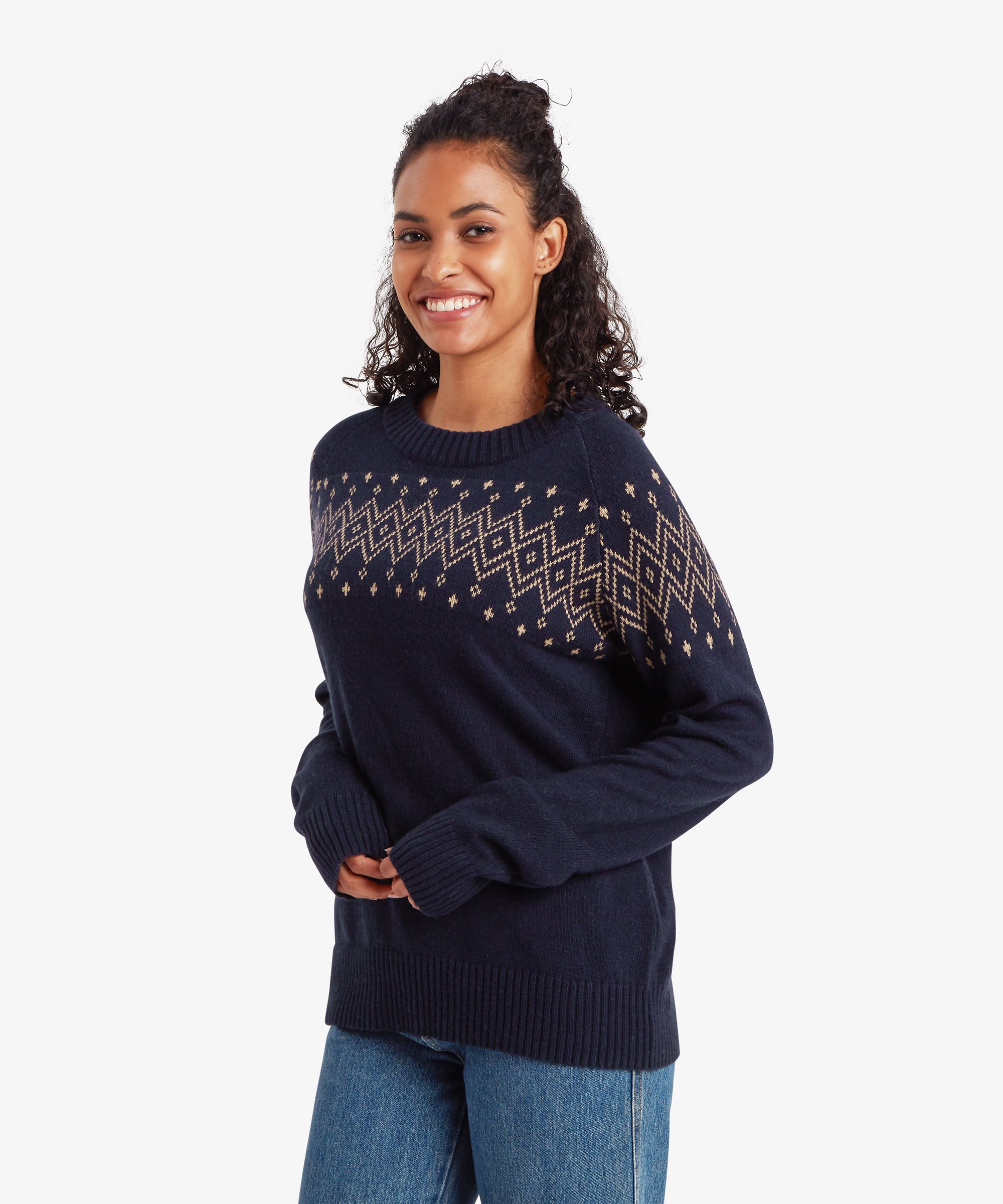 Yeshe Crew Neck Sweater - Rathee Blue