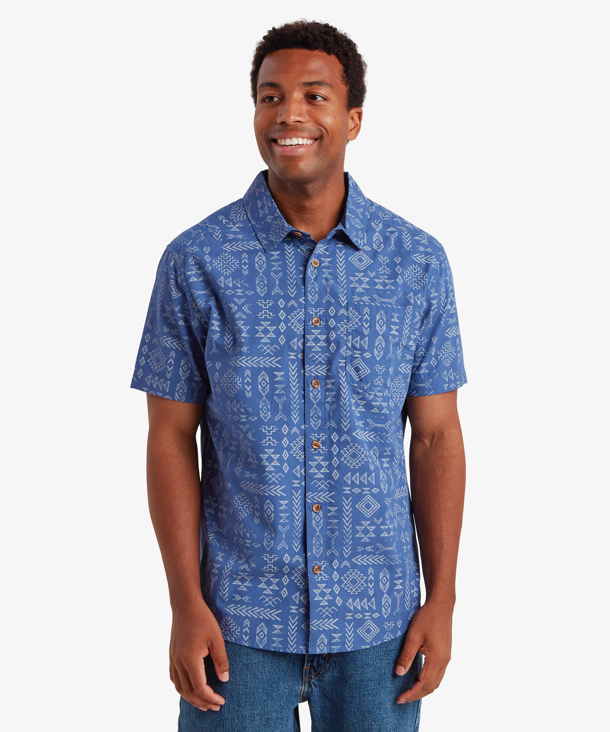 blue short sleeve dress shirt men Ash & Erie Blue Oxford Wrinkle Free Short Sleeve Shirt for Short Men Blue Oxford / L / Standard