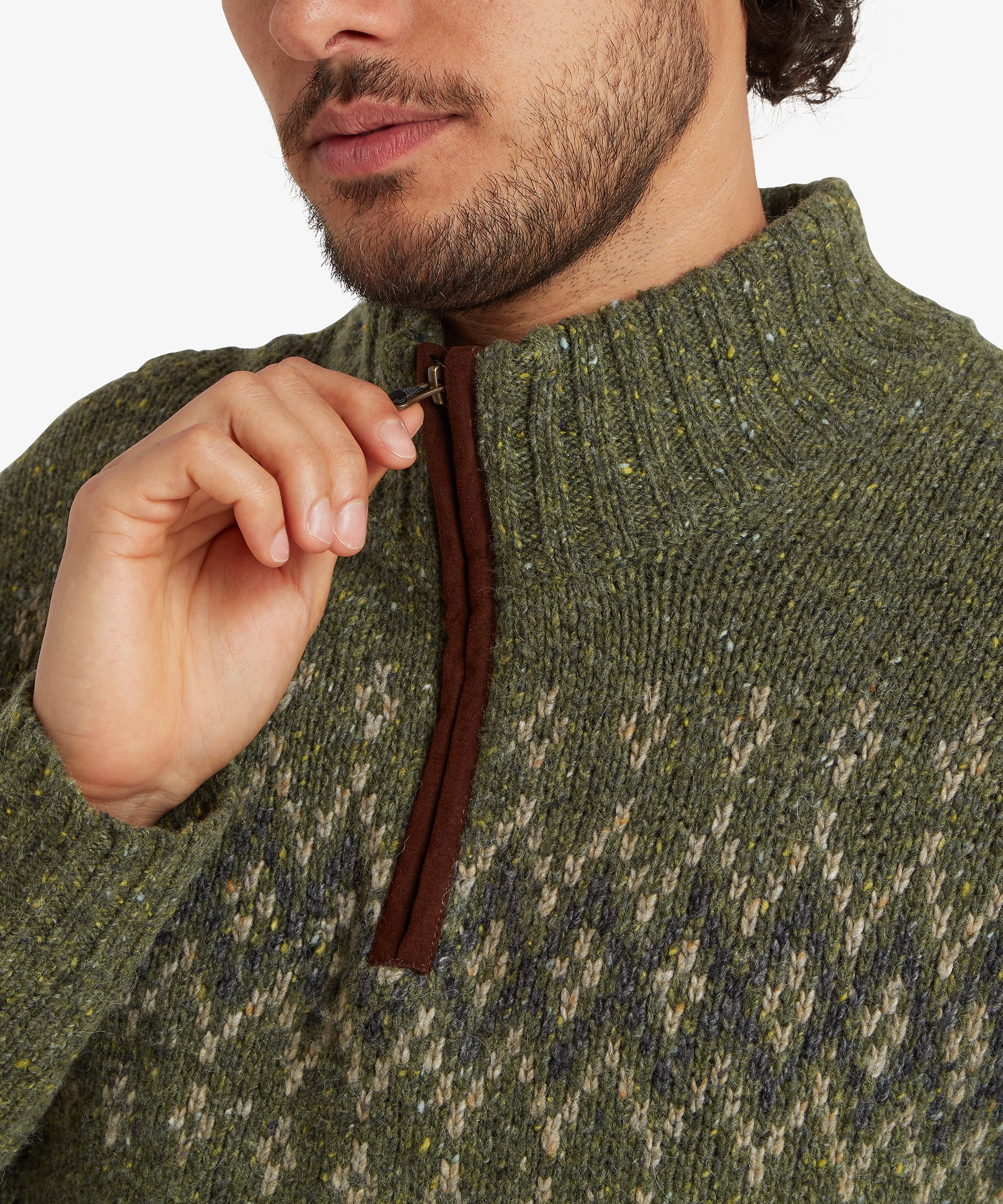 Dumji Pullover mit Viertelreißverschluss – Immergrün