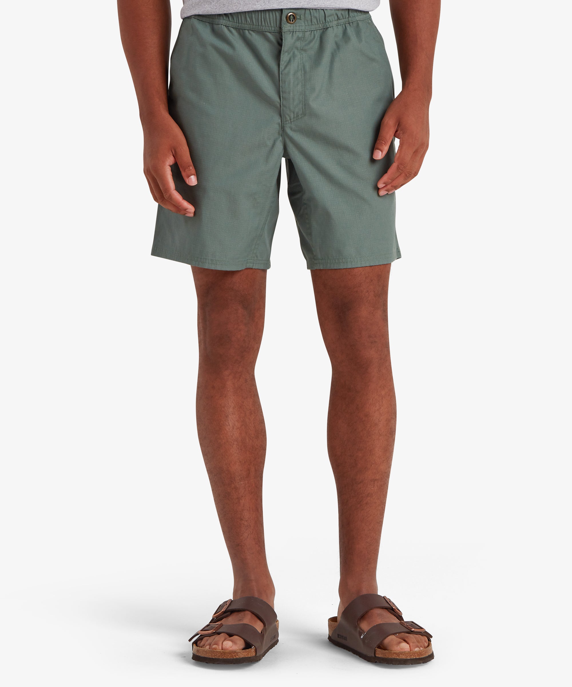 Ghoral Shorts Ð Dark Thyme: OlivgrŸne Baumwollshorts mit Knopfverschluss und elastischem Bund