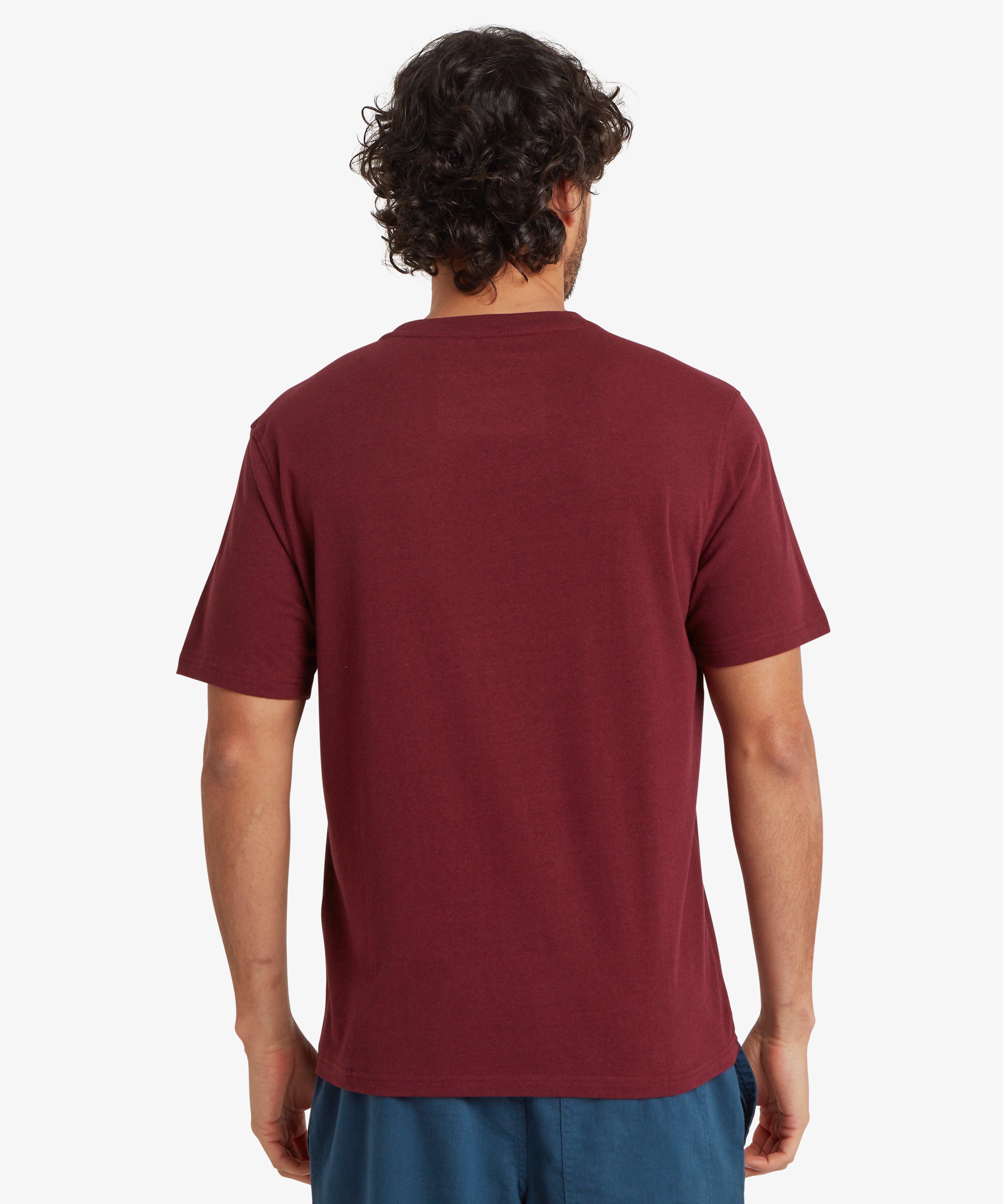 Jutnu Patch T-Shirt - Wine maroon short-sleeved crew neck t-shirt