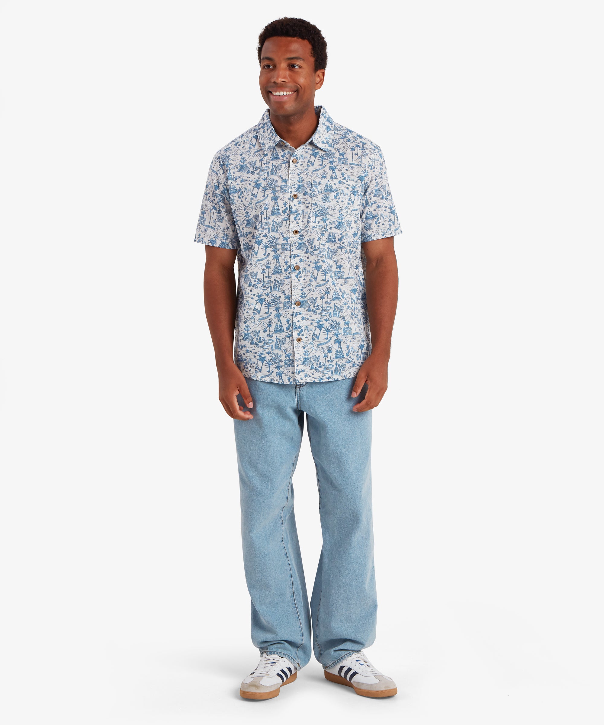 Ravi Kurzarmhemd - Katha Weiß/Blau