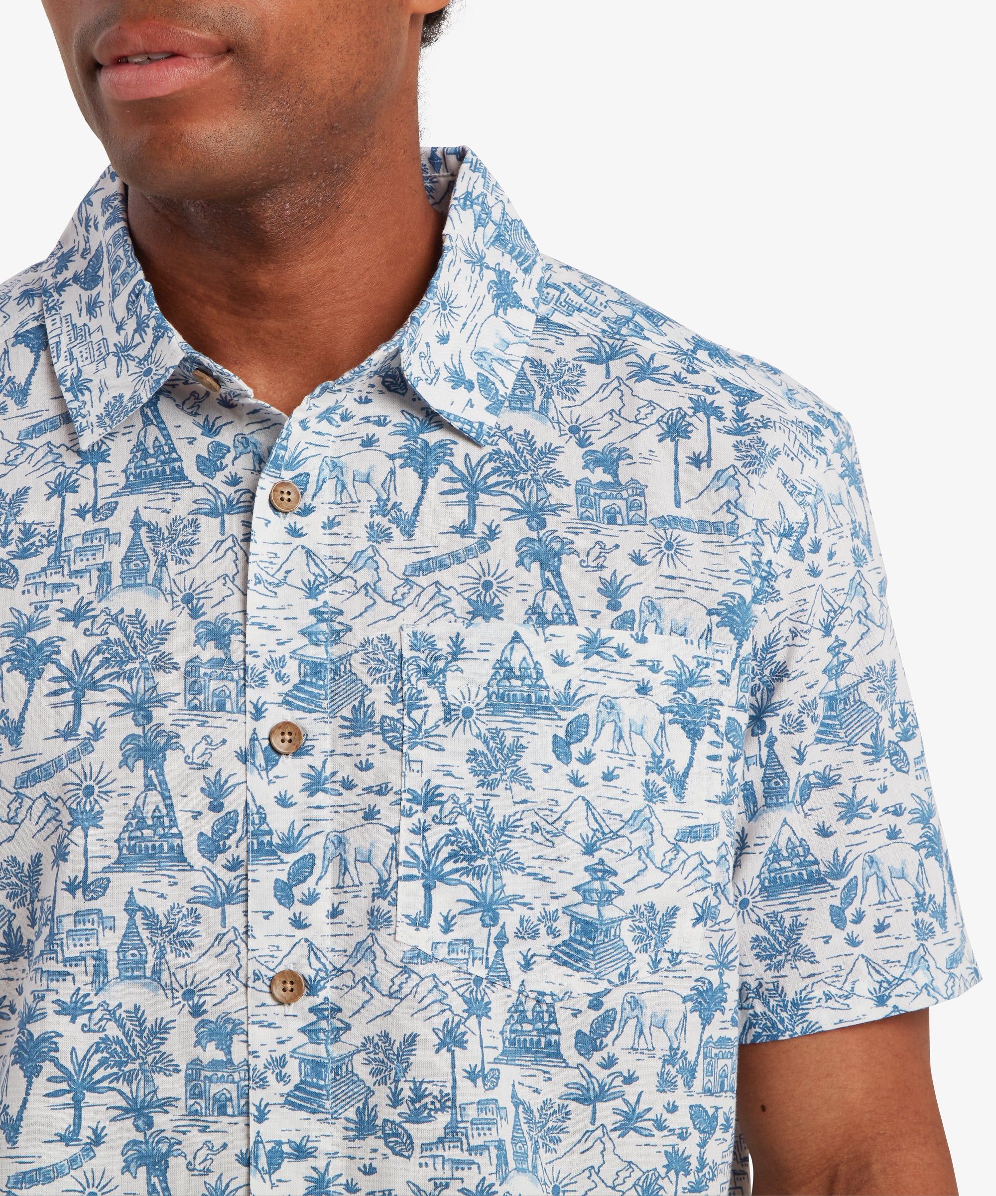 Ravi Kurzarmhemd - Katha Weiß/Blau