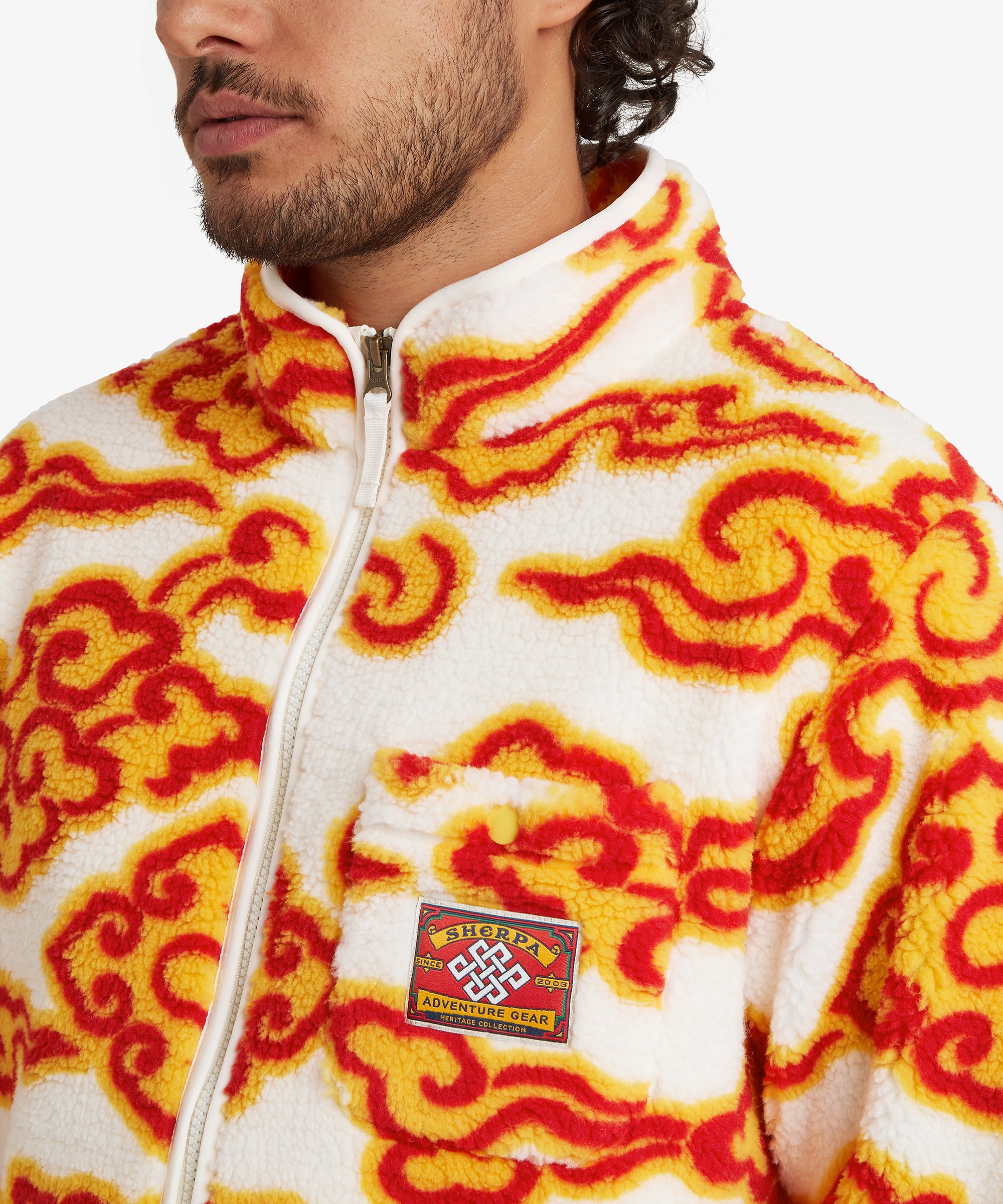 Tarcho Printed Full Zip Fleece  - Peetho Cloud
