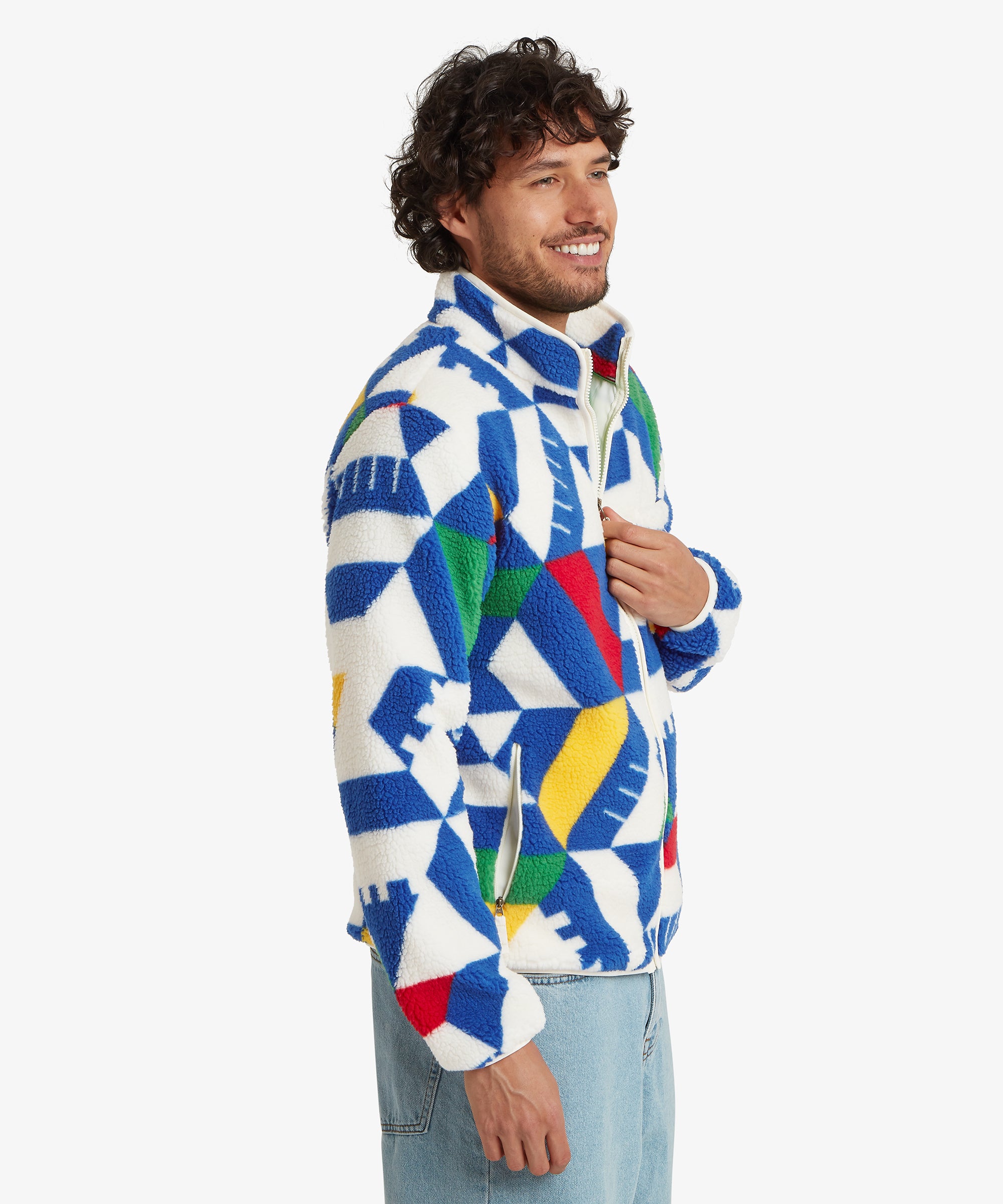 Tarcho Printed Full Zip Fleece  - Peetho Geo Block