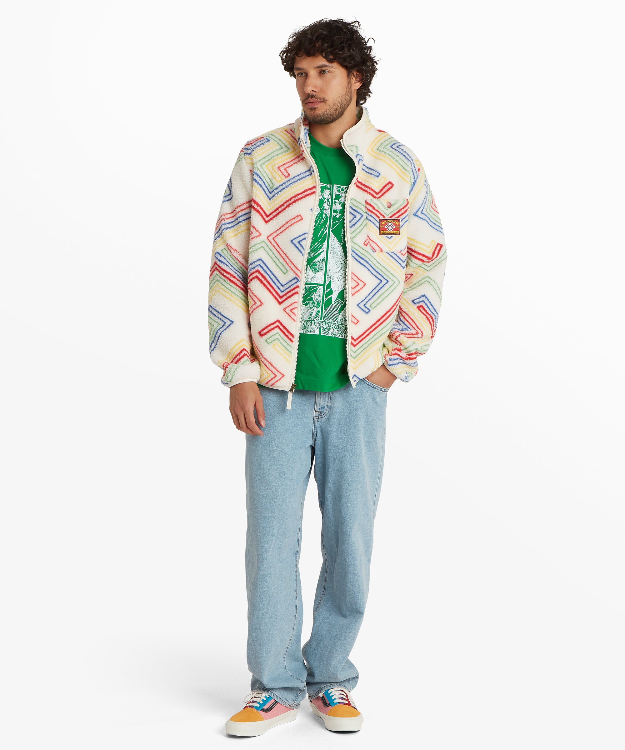 Tarcho Printed Full Zip Fleece  - Peetho Geo Stripes