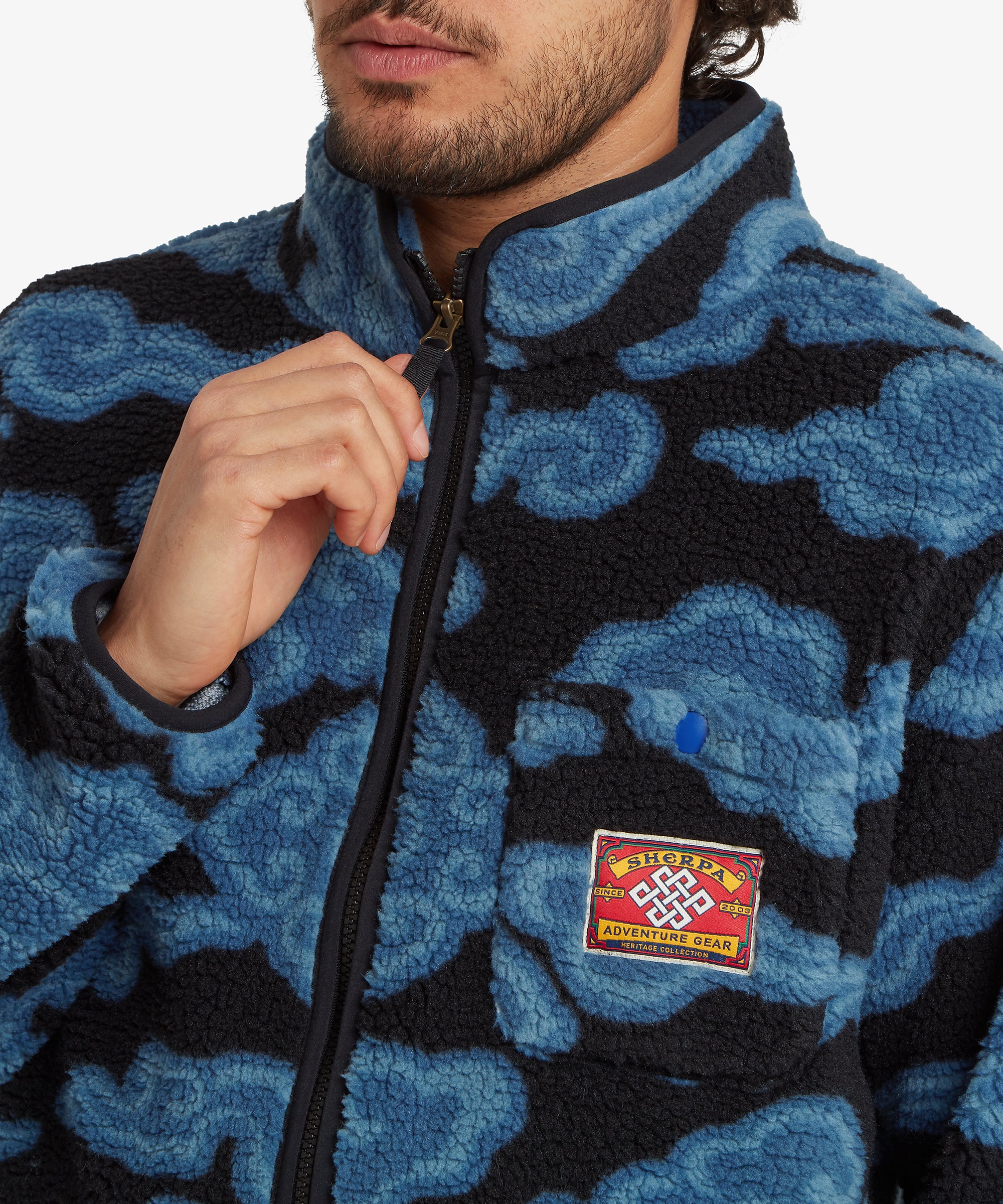 Tarcho Printed Full Zip Fleece  - Black Cloud