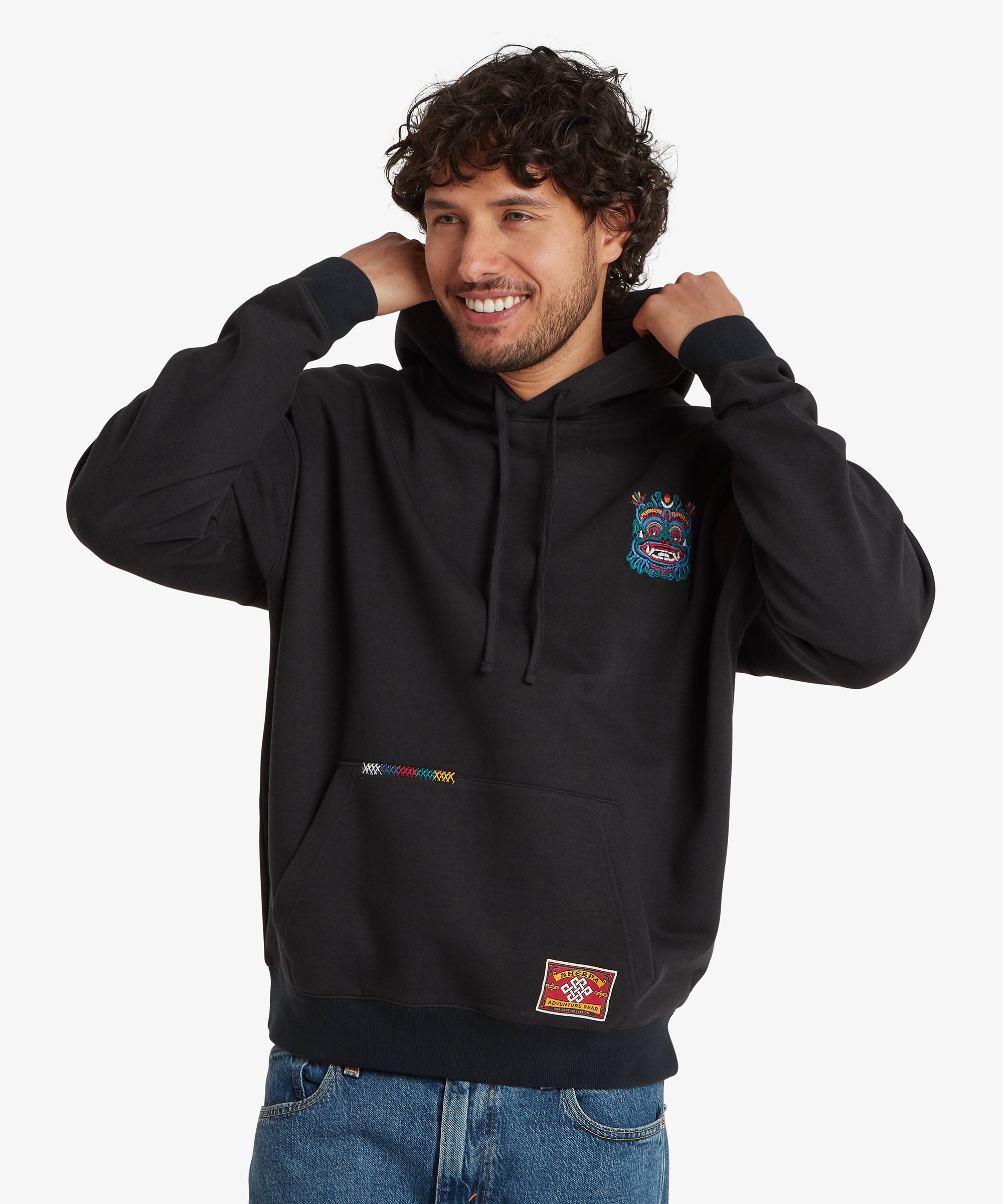 Unisex Tarcho Mask Hoodie Black Sherpa Adventure Gear