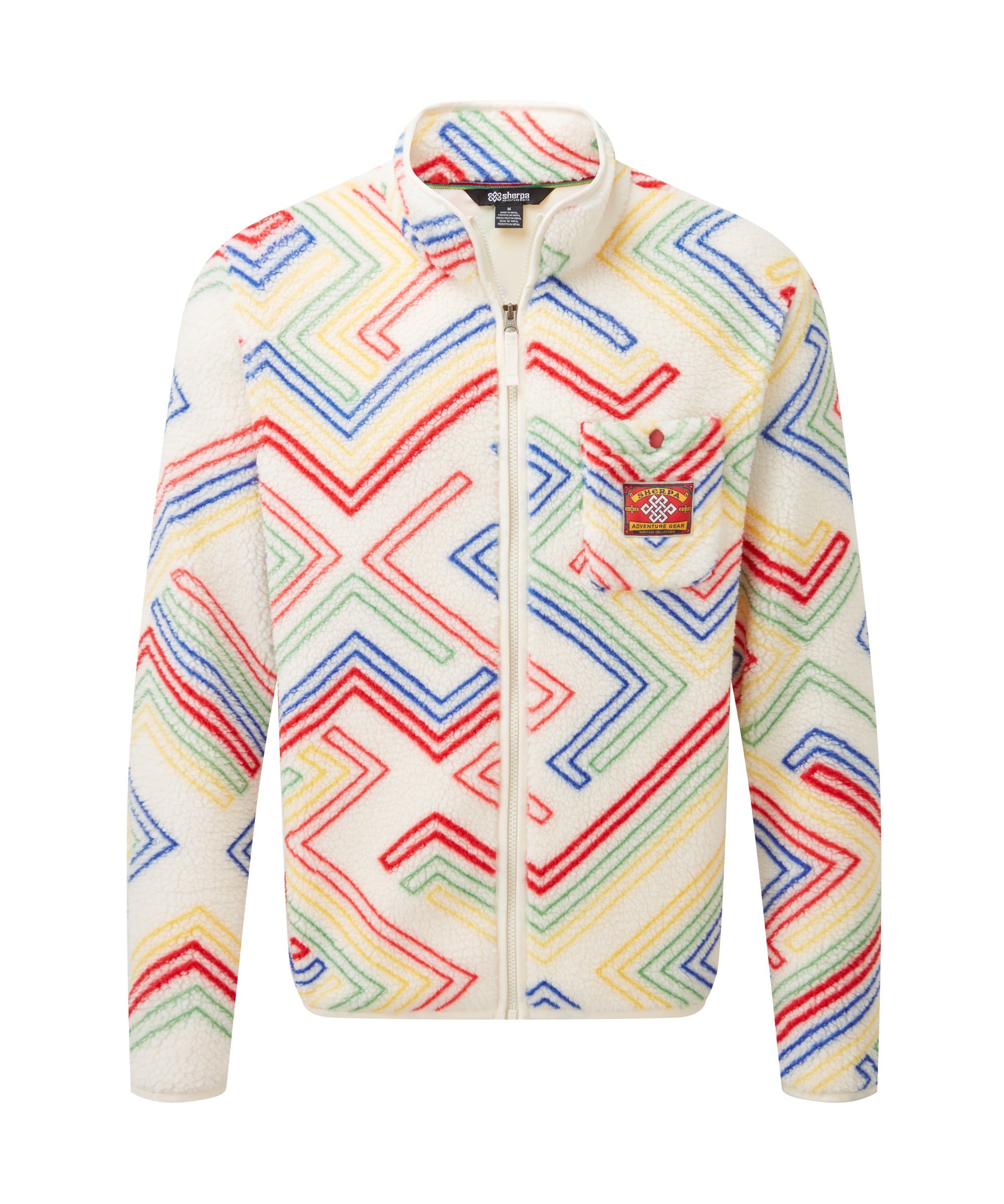 Tarcho Printed Full Zip Fleece  - Peetho Geo Stripes