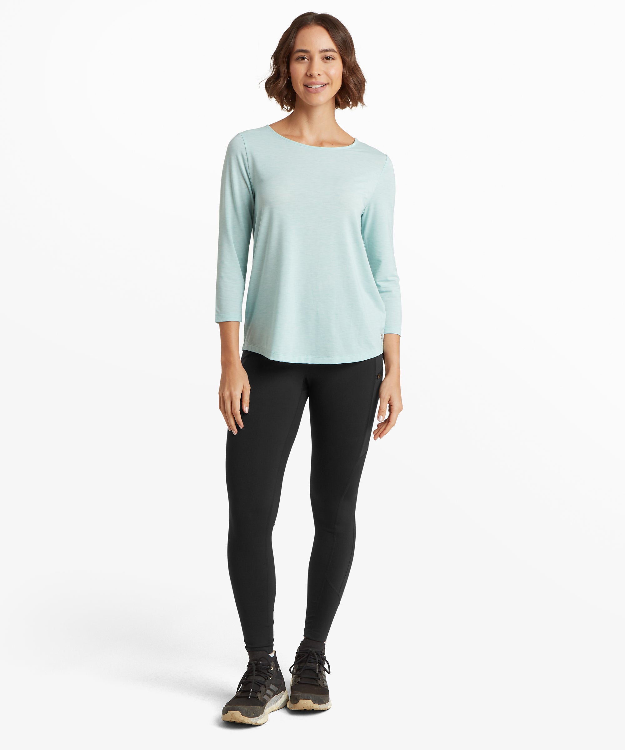 Asha 3 quarter sleeve top in light mist mint green relaxed fit
