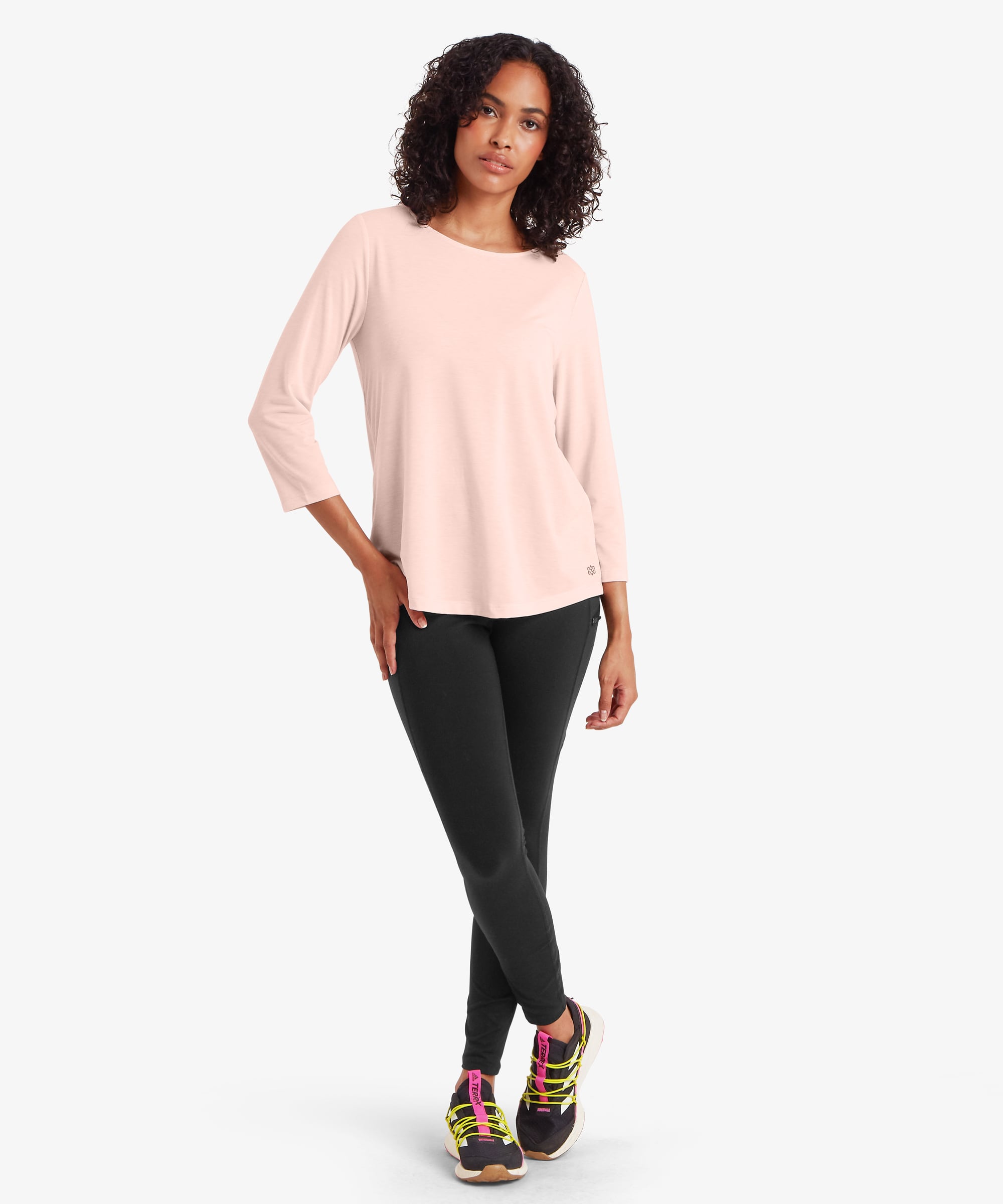Asha 3 quarter sleeve top in light rose gold, blush pink relaxed fit