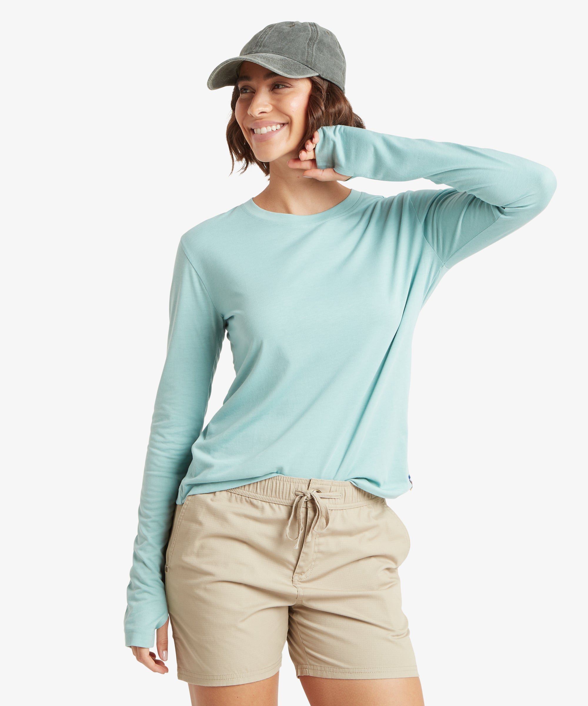 Bali Long Sleeve T-Shirt in Mist: light blue sun-protective relaxed fit