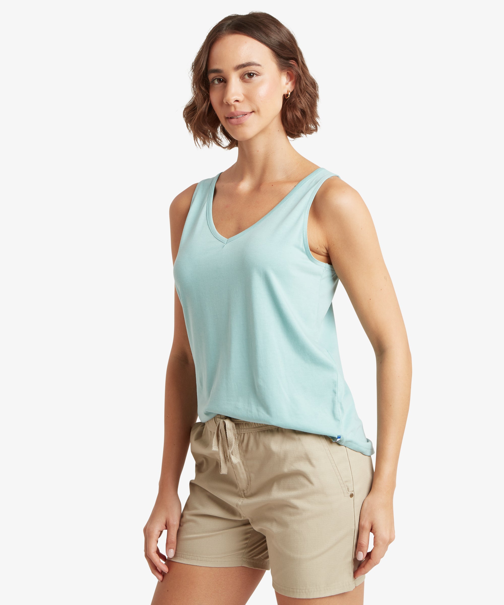 Bali V-Neck Tank Top - Mist: light blue sleeveless V-neck top