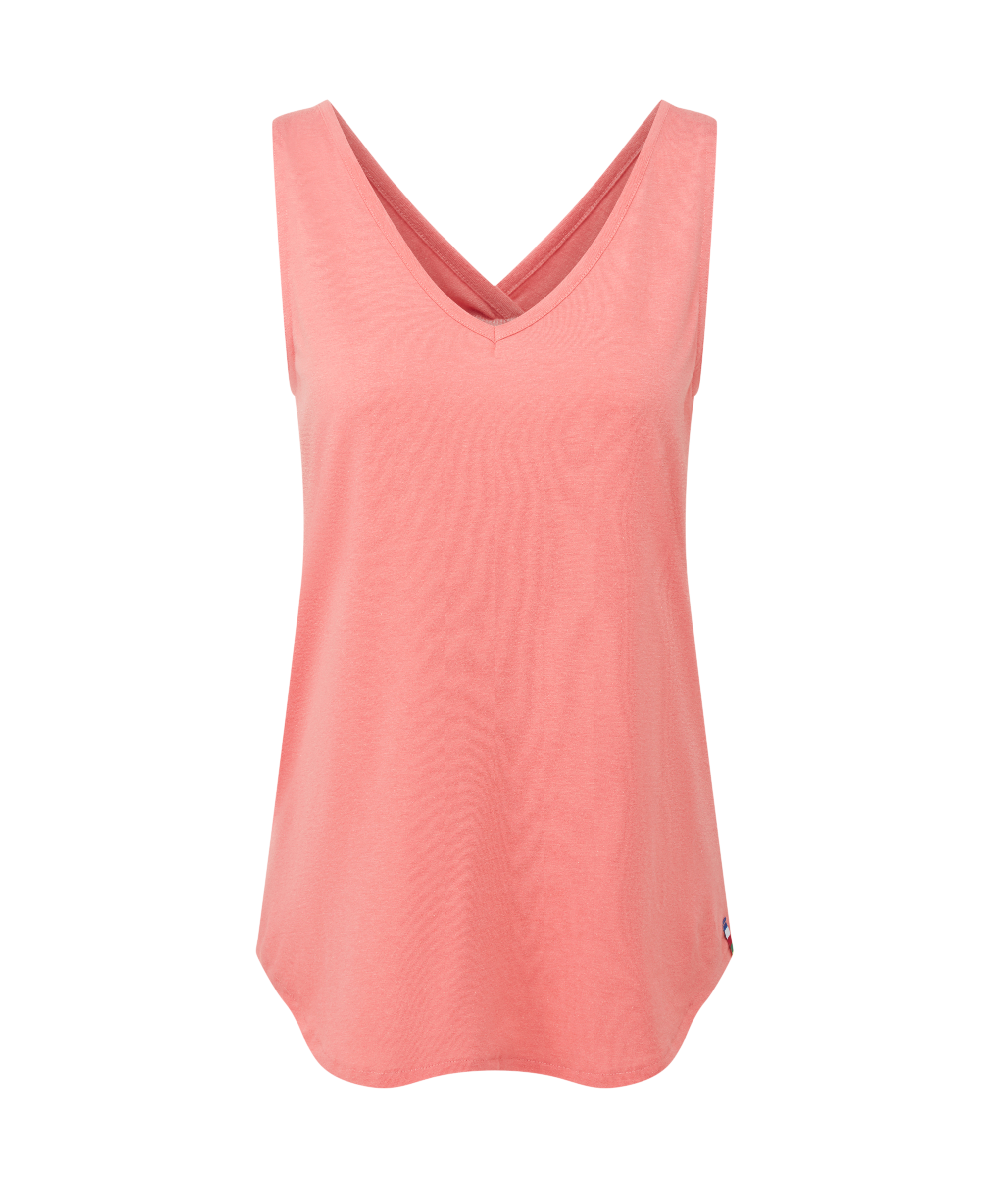 Women's coral sleeveless top on a white background