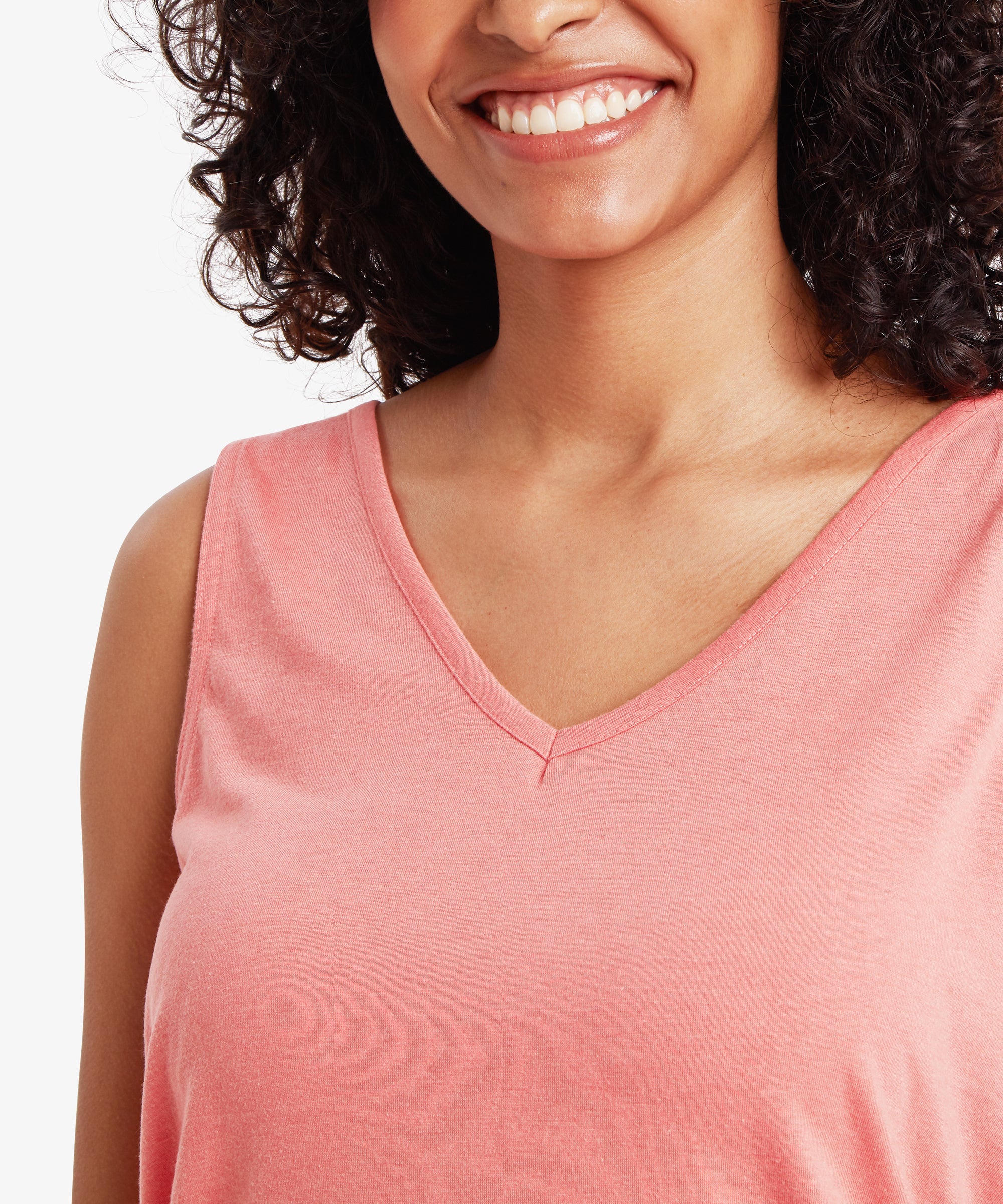 Bali V-Neck Tank Top in Rose Gold - soft pink sleeveless V-neck top