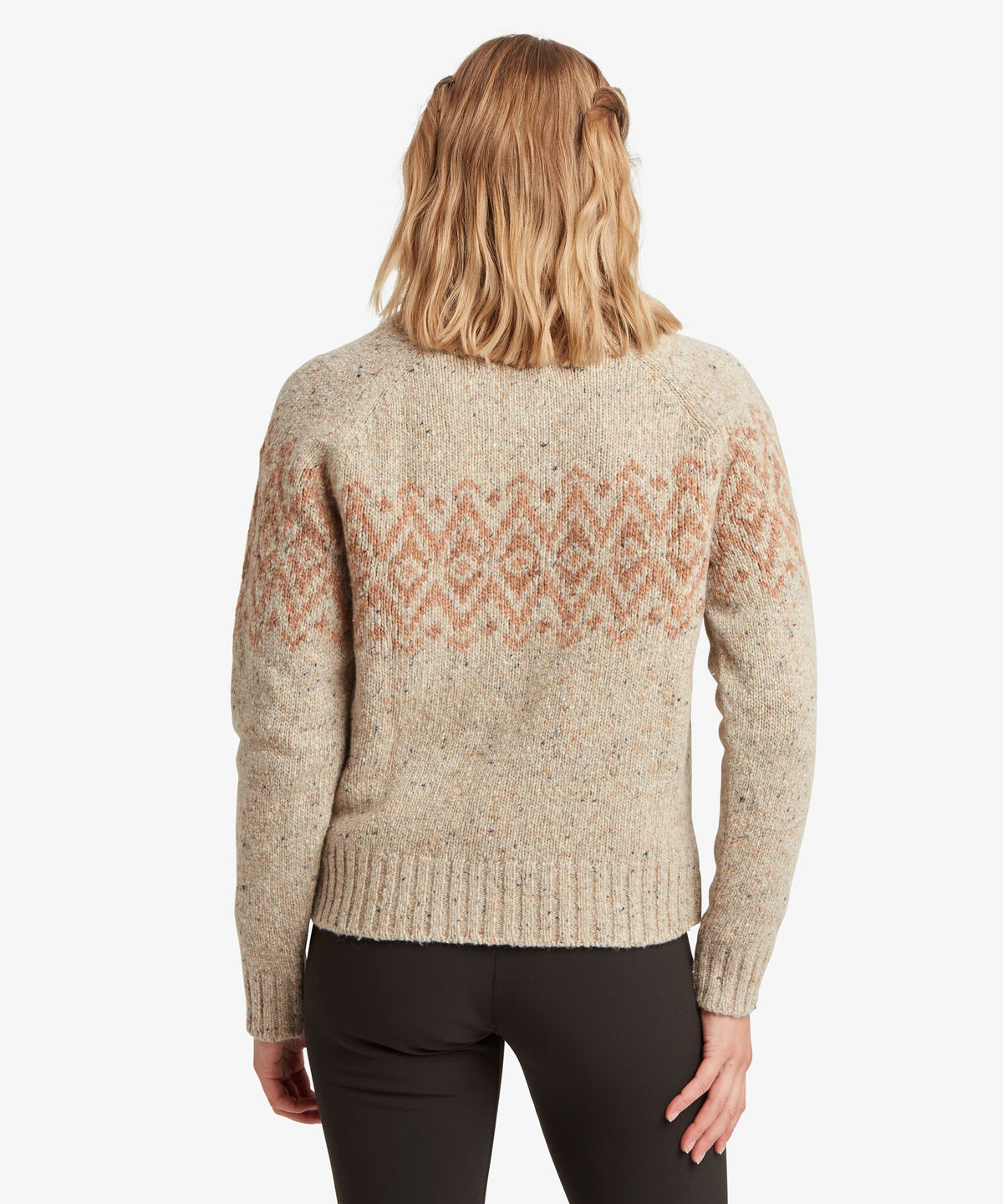 Sherpa Adventure Gear Dumji Sweater in white and beige against a plain white studio background.