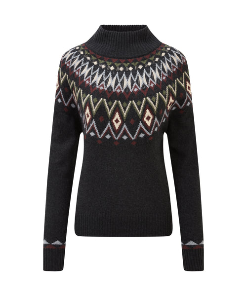 Women's Indu Mock Neck Sweater Black | Sherpa Adventure Gear