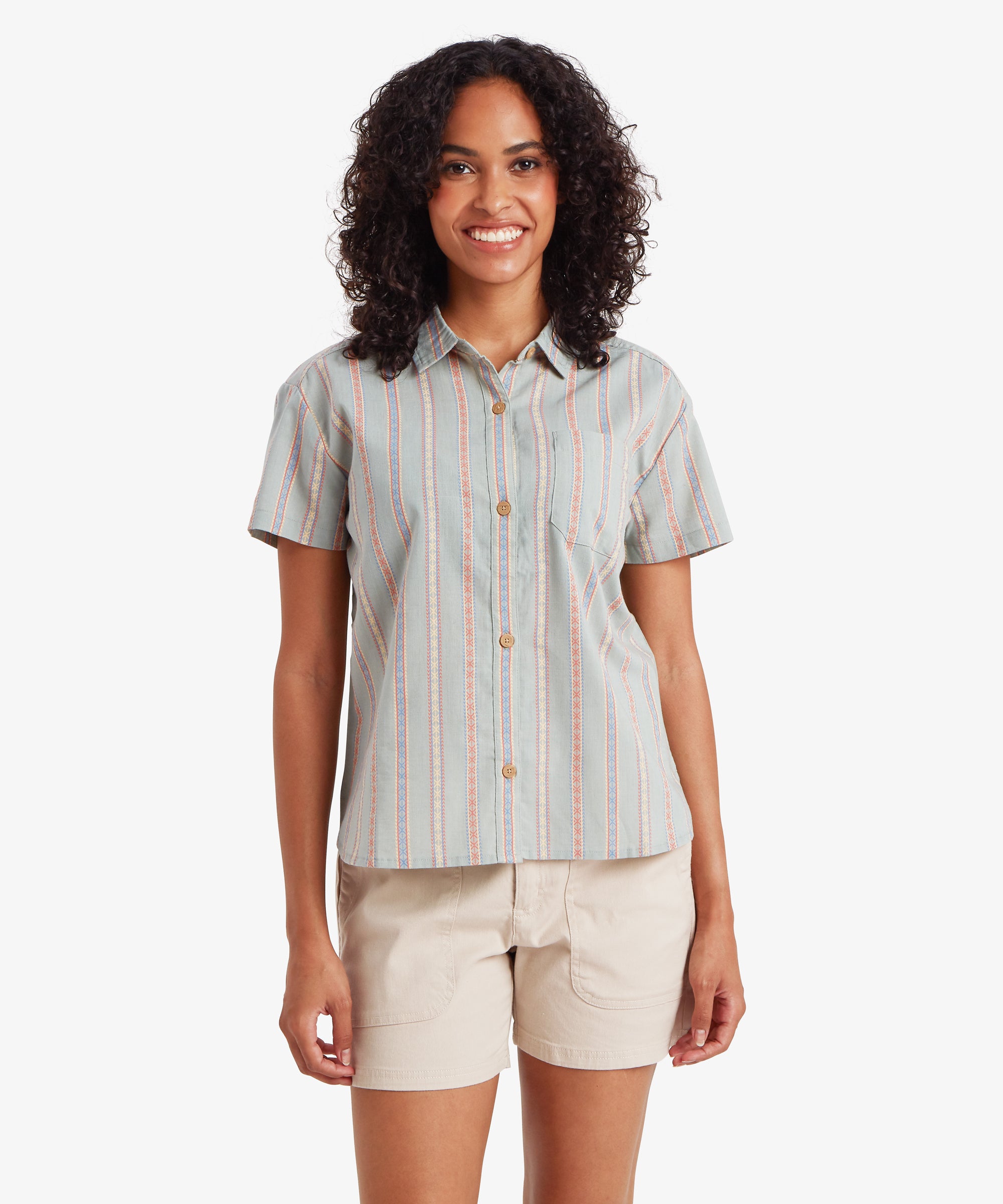 Jaya Camp Shirt - Celery Patti Stripe