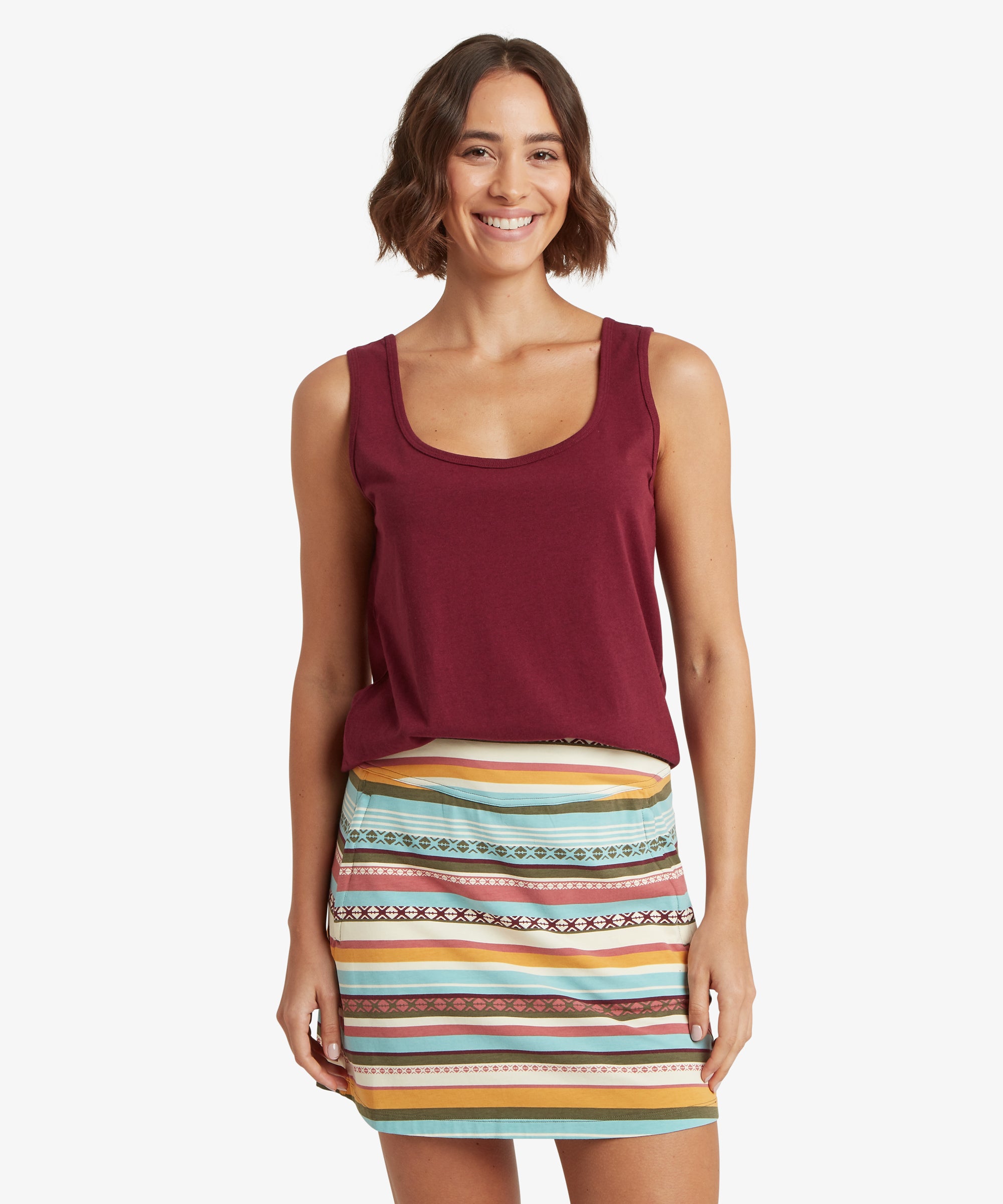 Jutnu Scoop Neck Tank Top - Wine