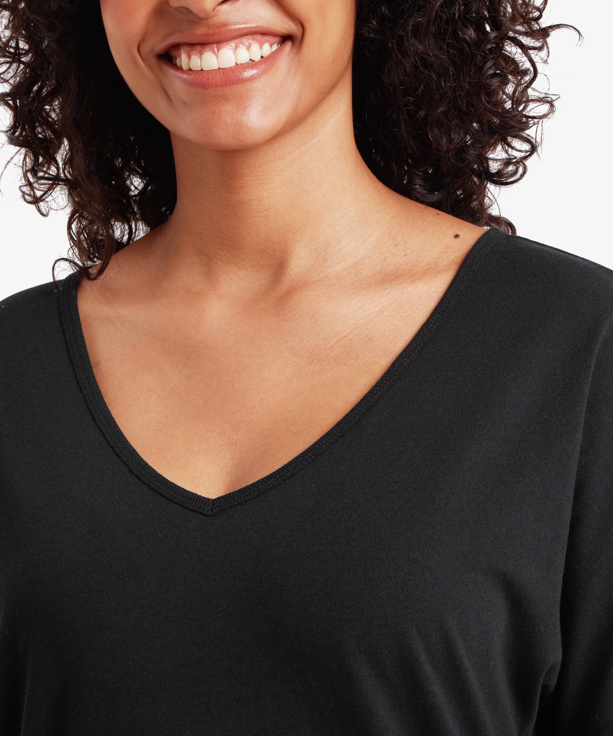 Black Jutnu V-Neck T-Shirt with soft stretchy relaxed fit