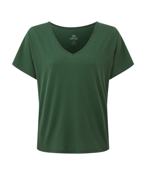 Women's Jutnu V-Neck T-Shirt Green | Sherpa Adventure Gear