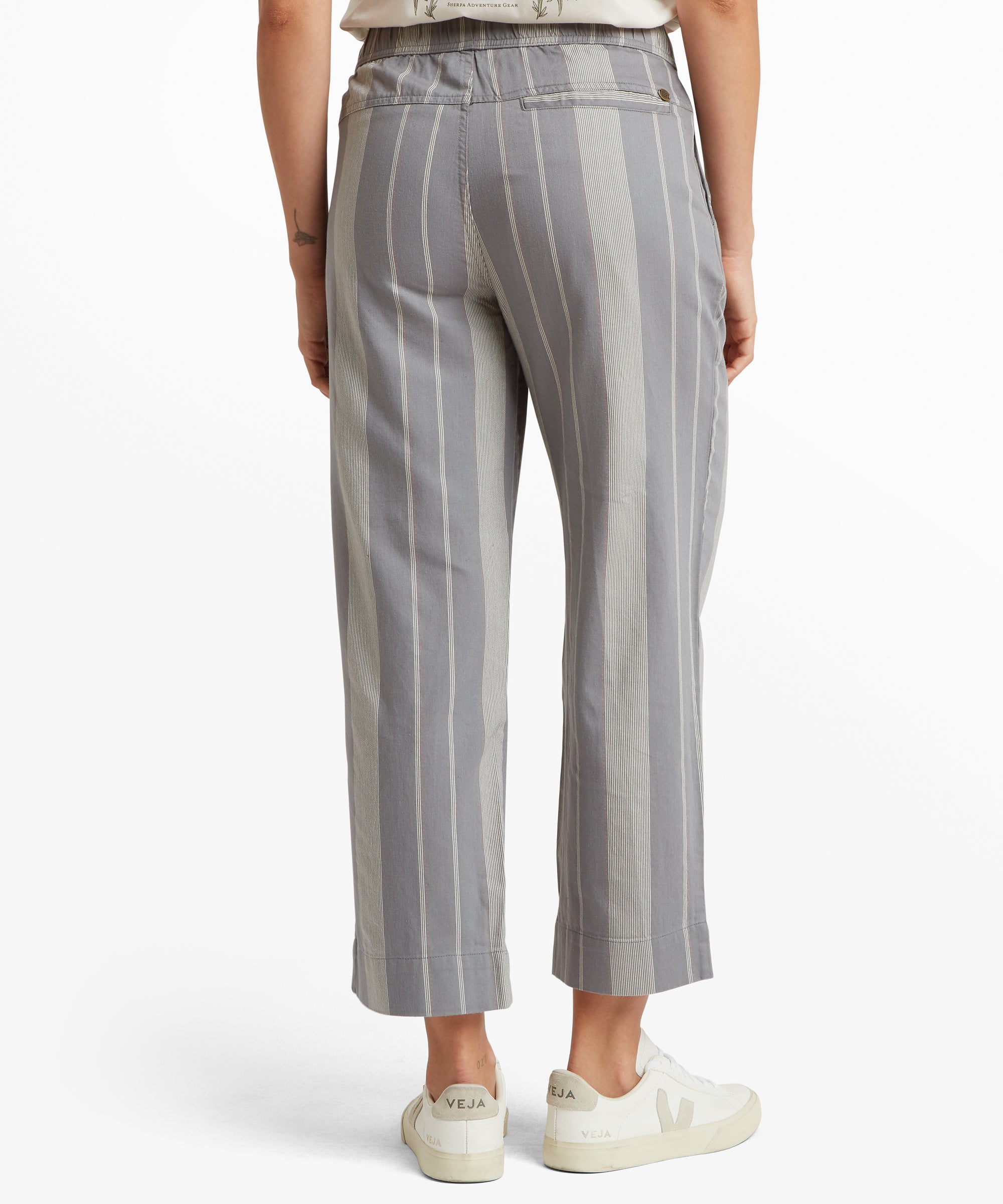 Palmo Ankle Pull On Pants - Stormy Stripe gray pinstripe relaxed fit rolled cuffs