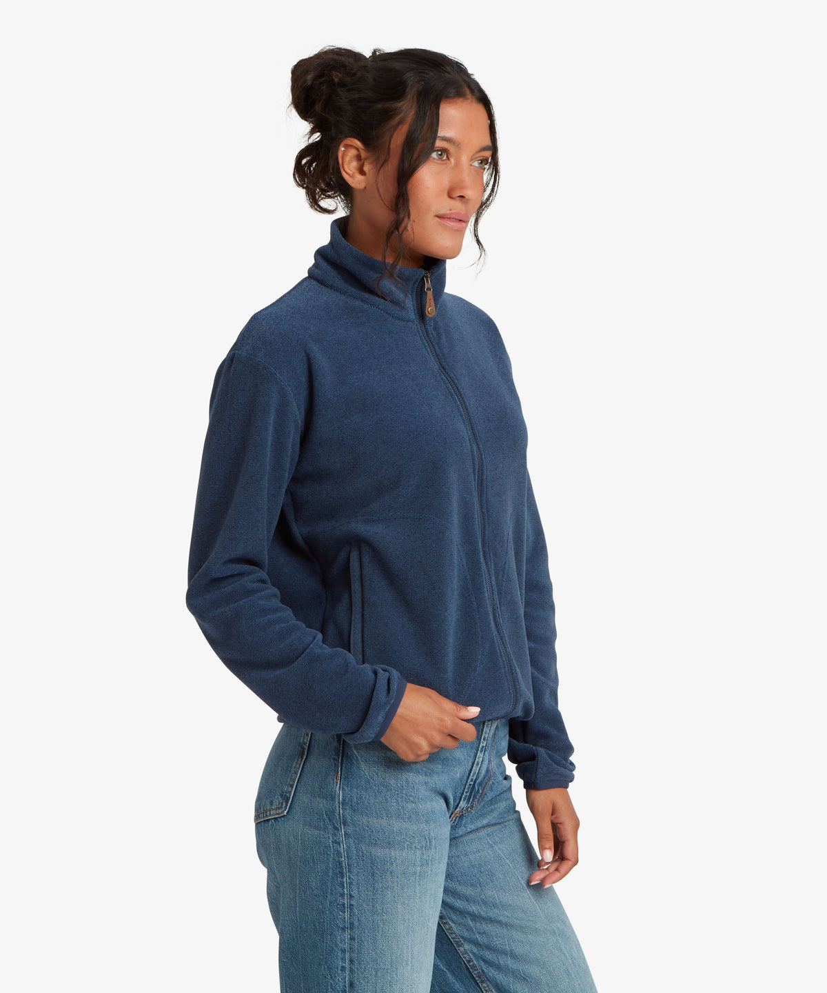 Sherpa Adventure Gear Rolpa Full Zip fleece in navy against a plain white studio background.