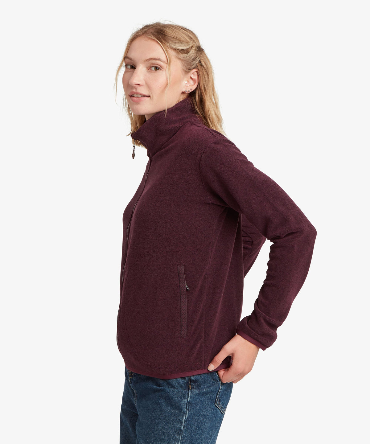 Sherpa Adventure Gear Rolpa Full Zip fleece in purple against a plain white studio background.