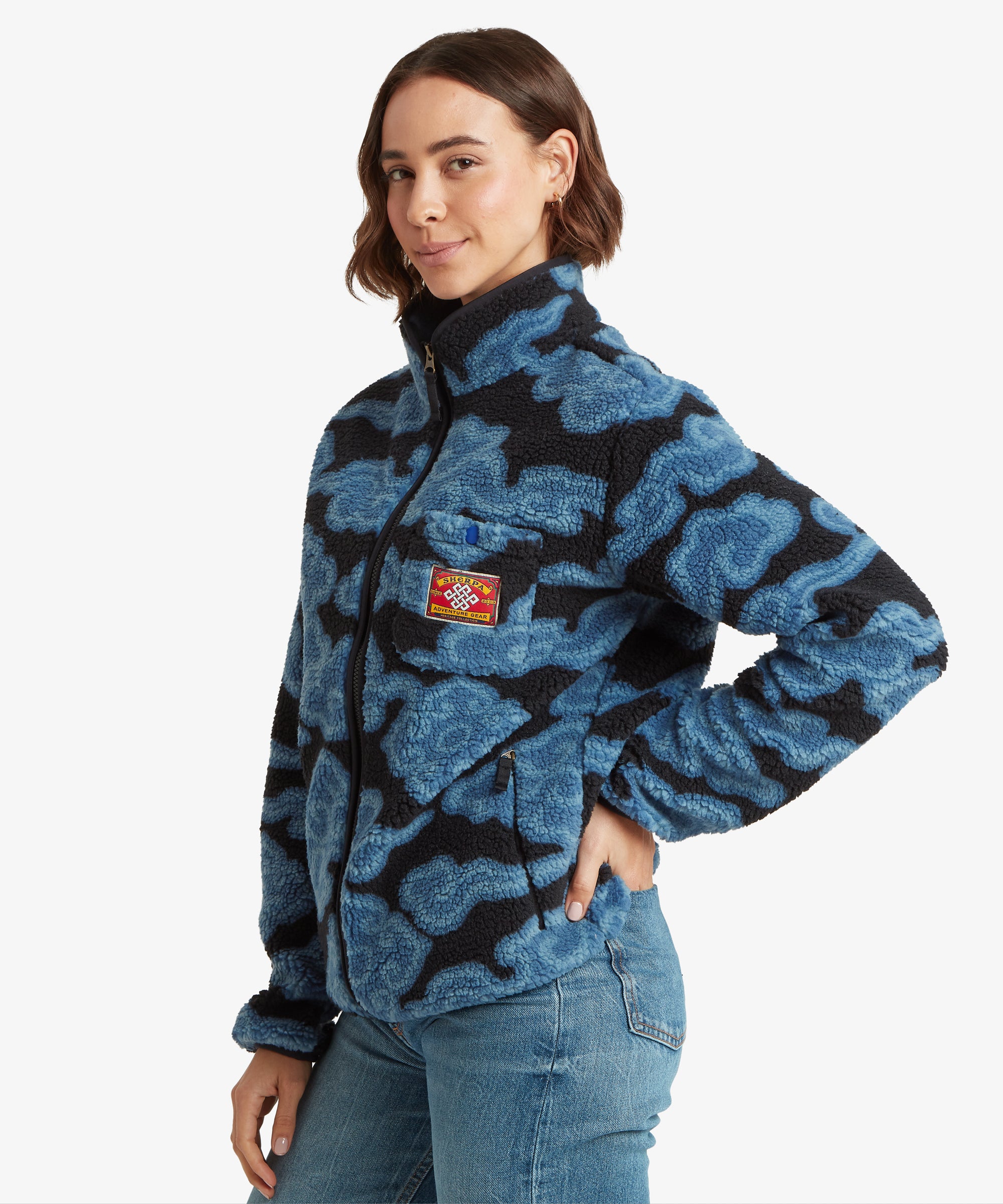 Tarcho Printed Full Zip Fleece  - Black Cloud