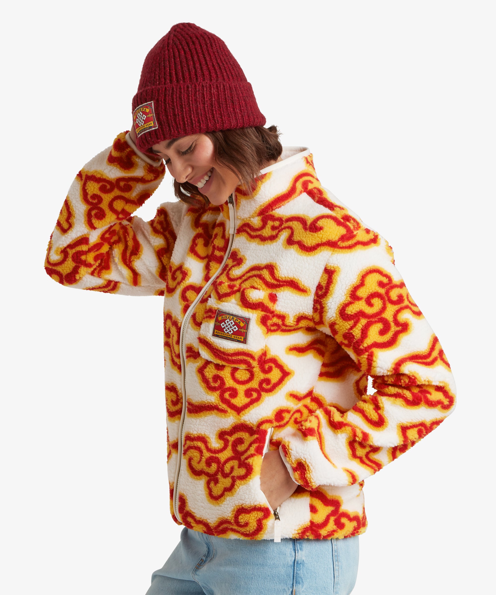 Tarcho Printed Full Zip Fleece  - Peetho Cloud