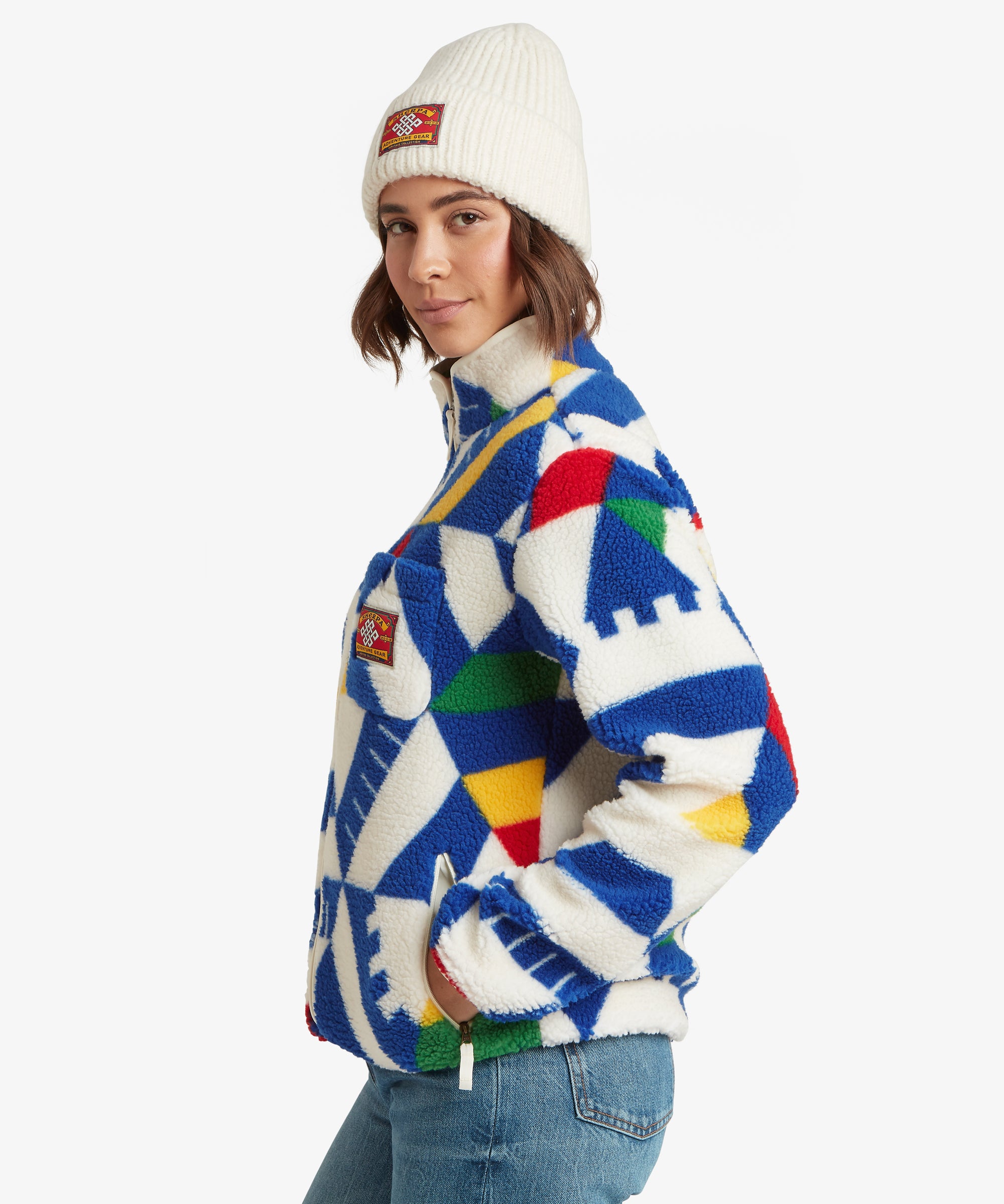 Tarcho Printed Full Zip Fleece  - Peetho Geo Block