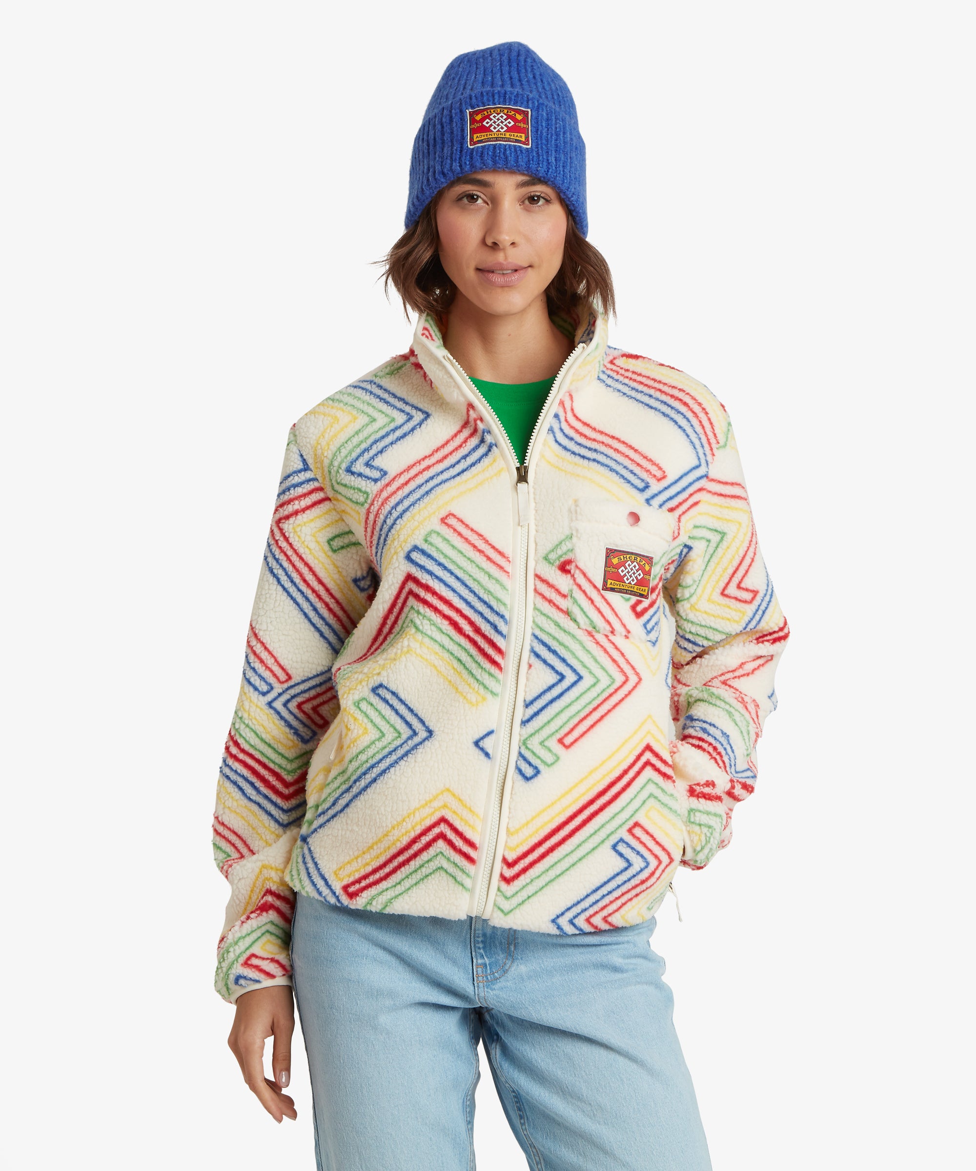 Tarcho Printed Full Zip Fleece  - Peetho Geo Stripes
