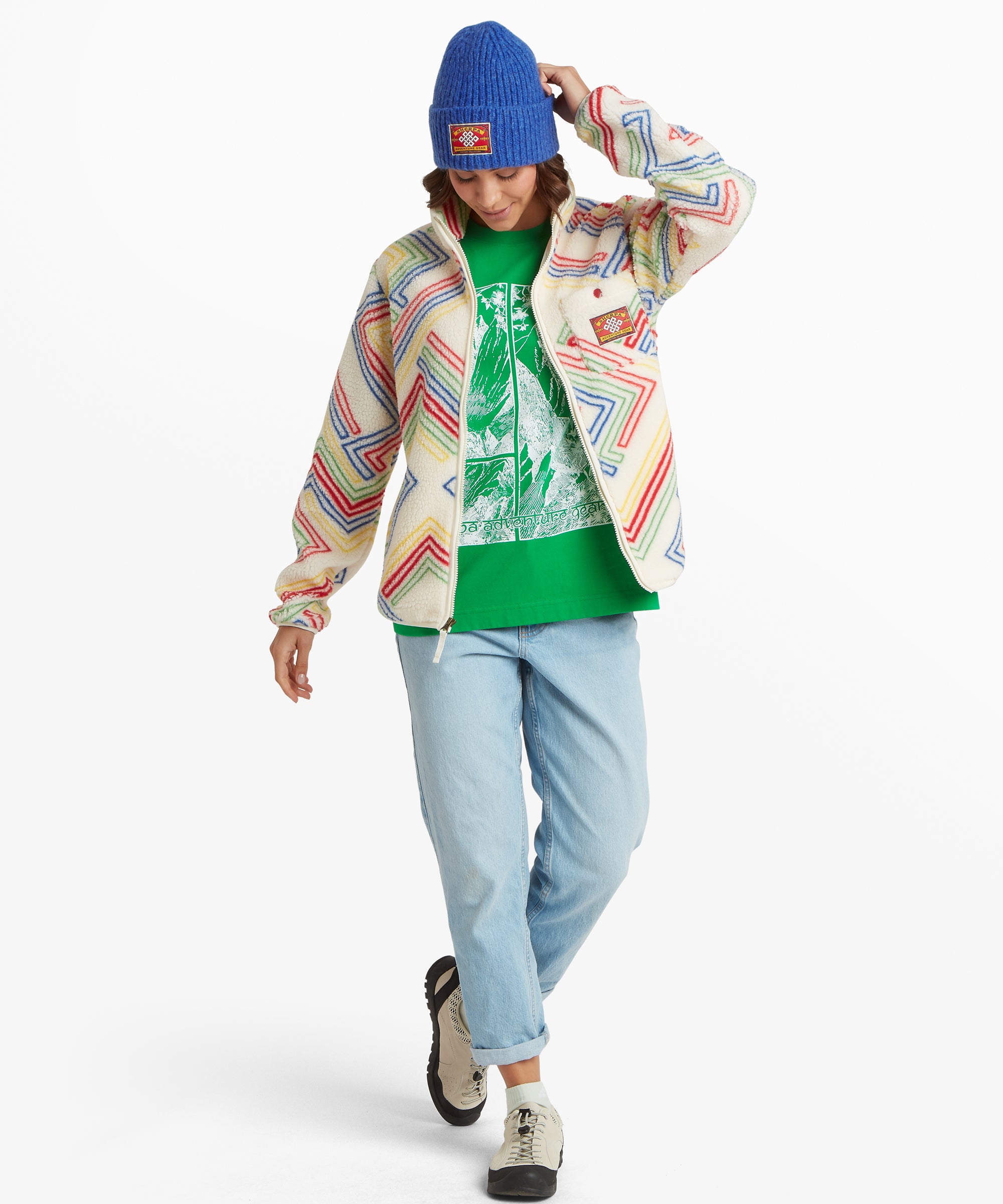Tarcho Printed Full Zip Fleece  - Peetho Geo Stripes
