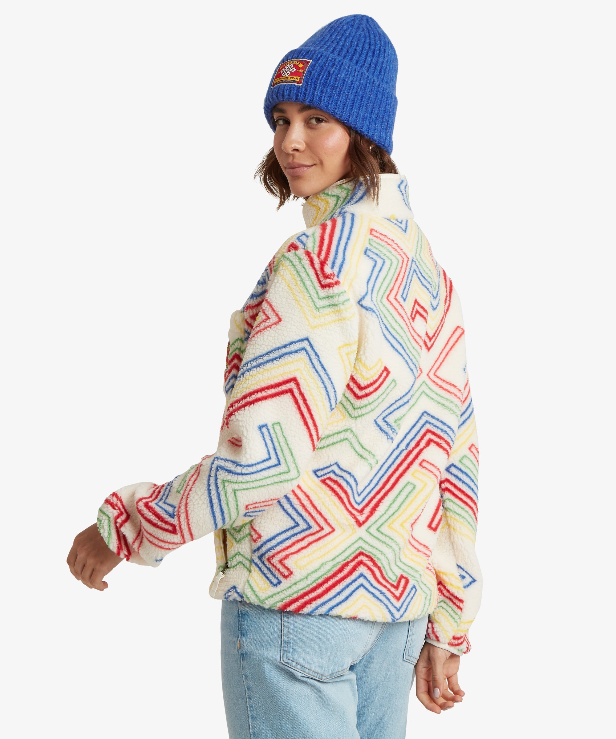 Tarcho Printed Full Zip Fleece  - Peetho Geo Stripes