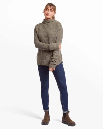 TECREW Women Off Shoulder Long Sleeve Knit Sherpa Fleece Pullover Sweater Tops 